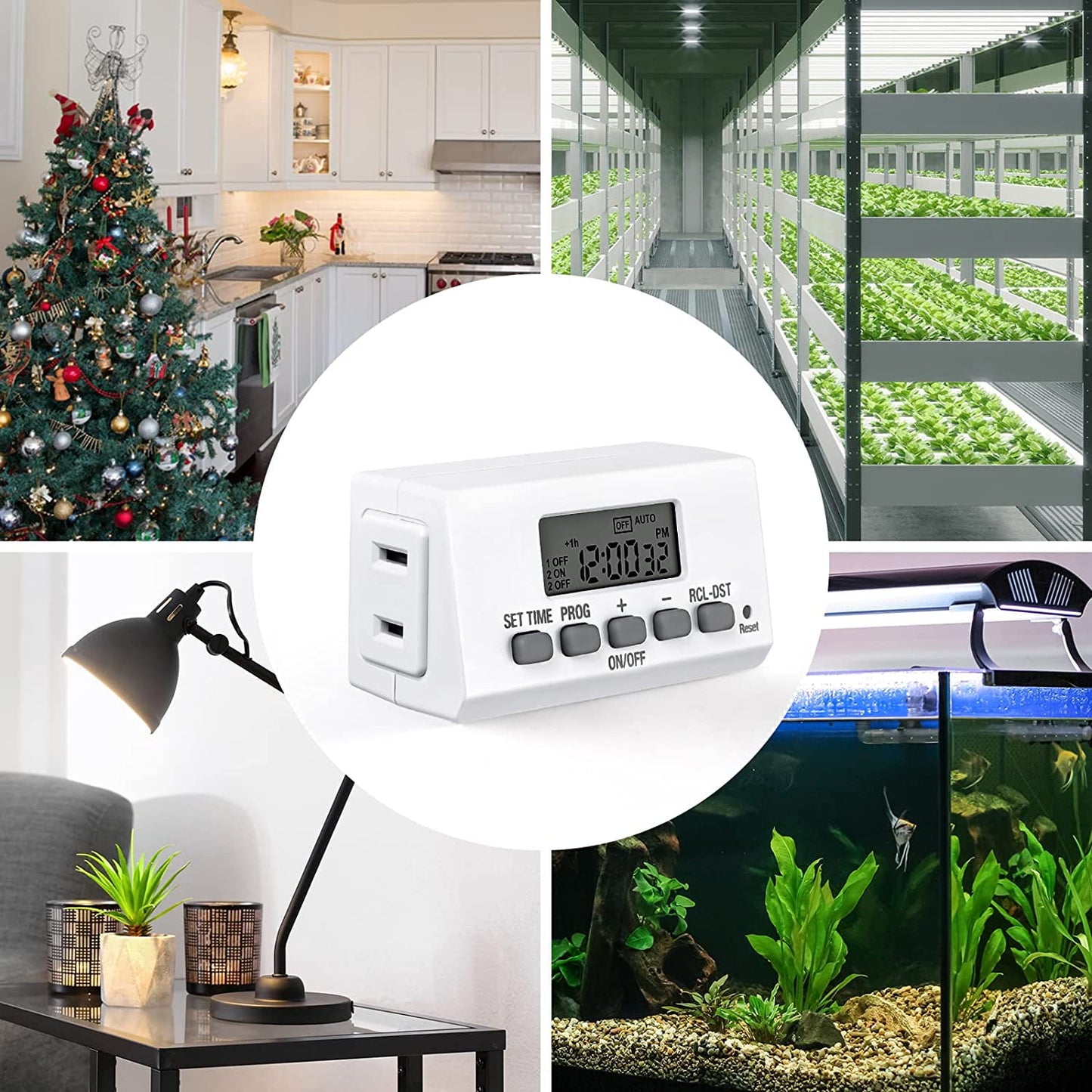 BN-LINK Digital Timer Outlet 24-Hour Programmable Digital Outlet Timer 2 Pack 2 On/Off Programs 2-Prong Mini Indoor Easy Set Stackable Plug-in for Lights Lamps Fans Accurate 8A/1000W 1/3HP