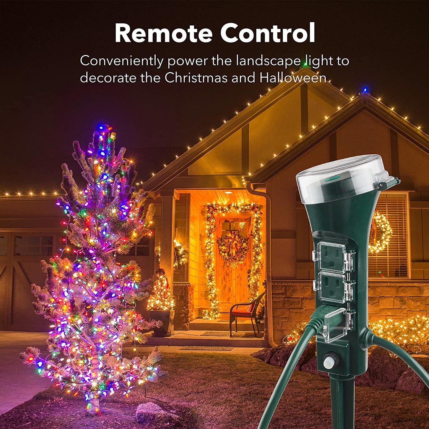 HBN Outdoor Smart Plug Waterproof WiFi Outdoor Outlet Timer with 6 Grounded Outlets, Remote & Voice Control Heavy Duty Yard Stake Plug Compatible with Alexa and Google Assistant