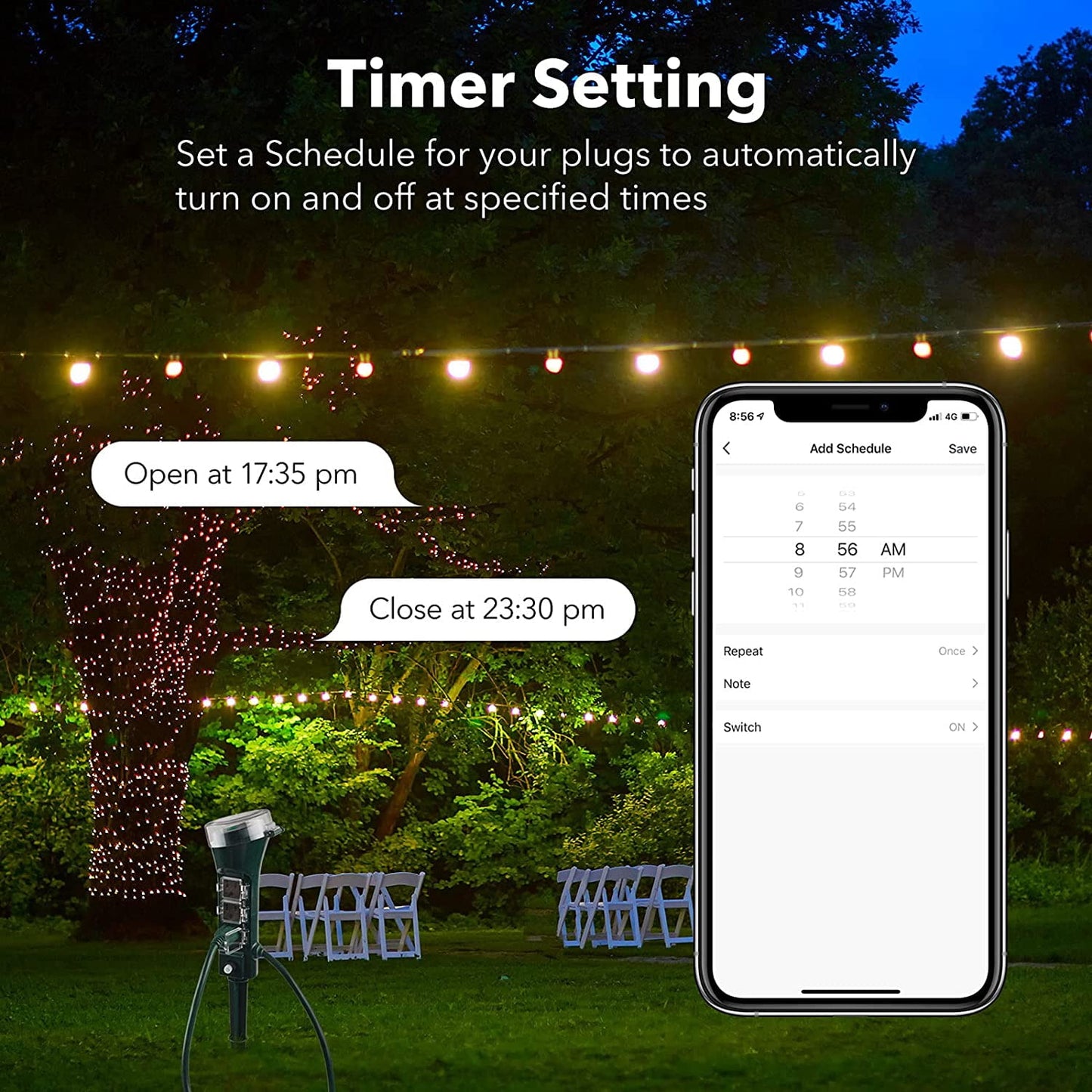 HBN Outdoor Smart Plug Waterproof WiFi Outdoor Outlet Timer with 6 Grounded Outlets, Remote & Voice Control Heavy Duty Yard Stake Plug Compatible with Alexa and Google Assistant