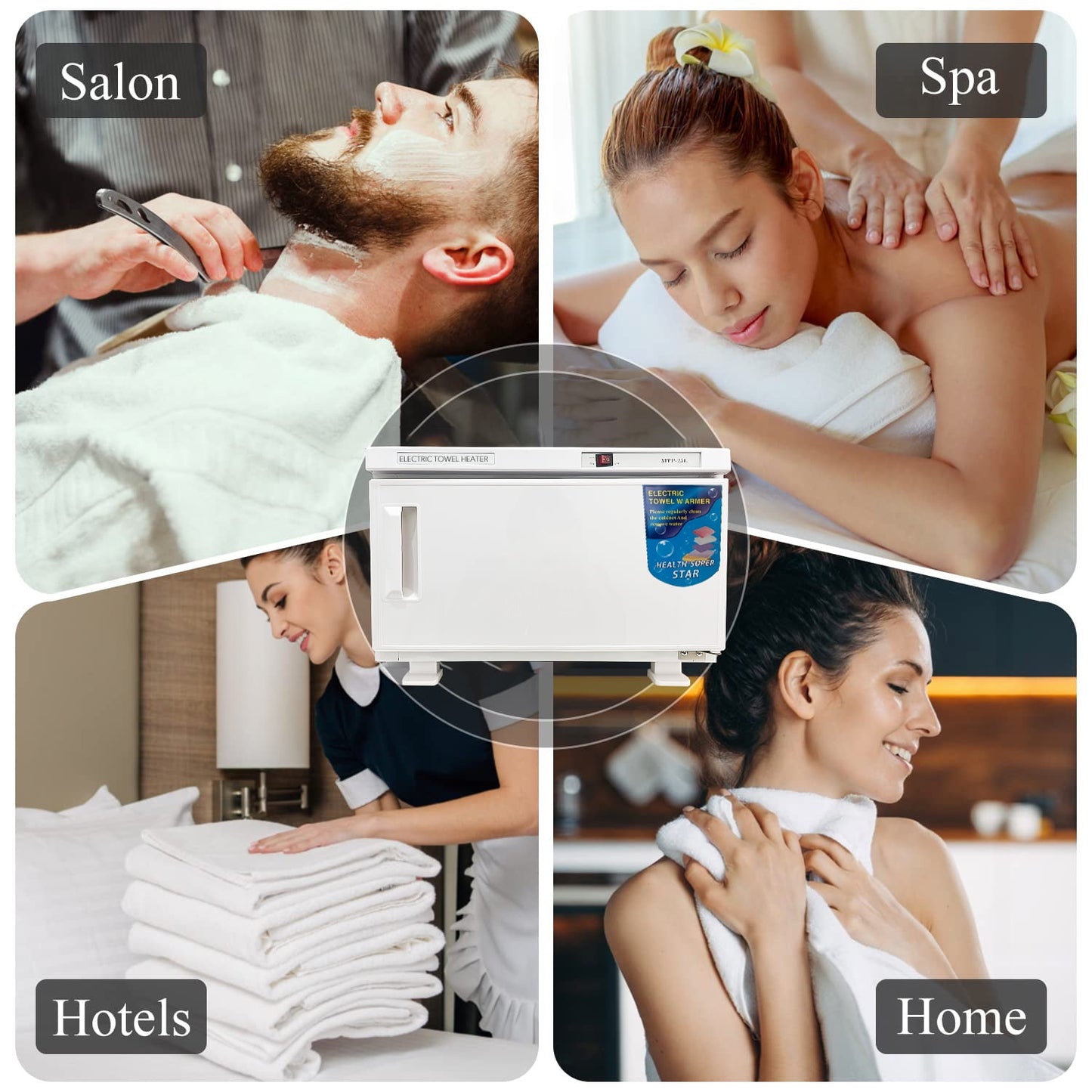 Behome 25L Towel Warmer, White Large Hot Bath Towel Warmer Cabinet with Stainless Steel Racks, Heating Use for Facial Spa, Hair Beauty, Salon Equipment and Home