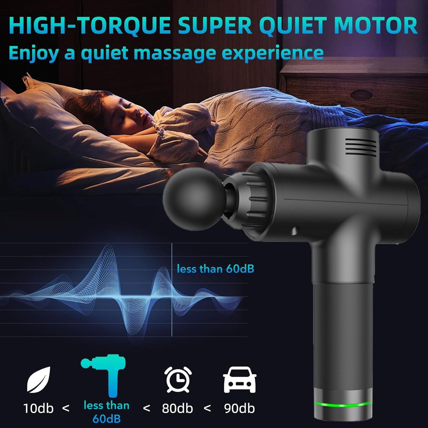 BN-LINK Massage Gun with 30 Speeds, Electric Deep Tissue Back Massage with 6 Massage Heads, Percussion Massage Device for Pain Relief Athletes, Black