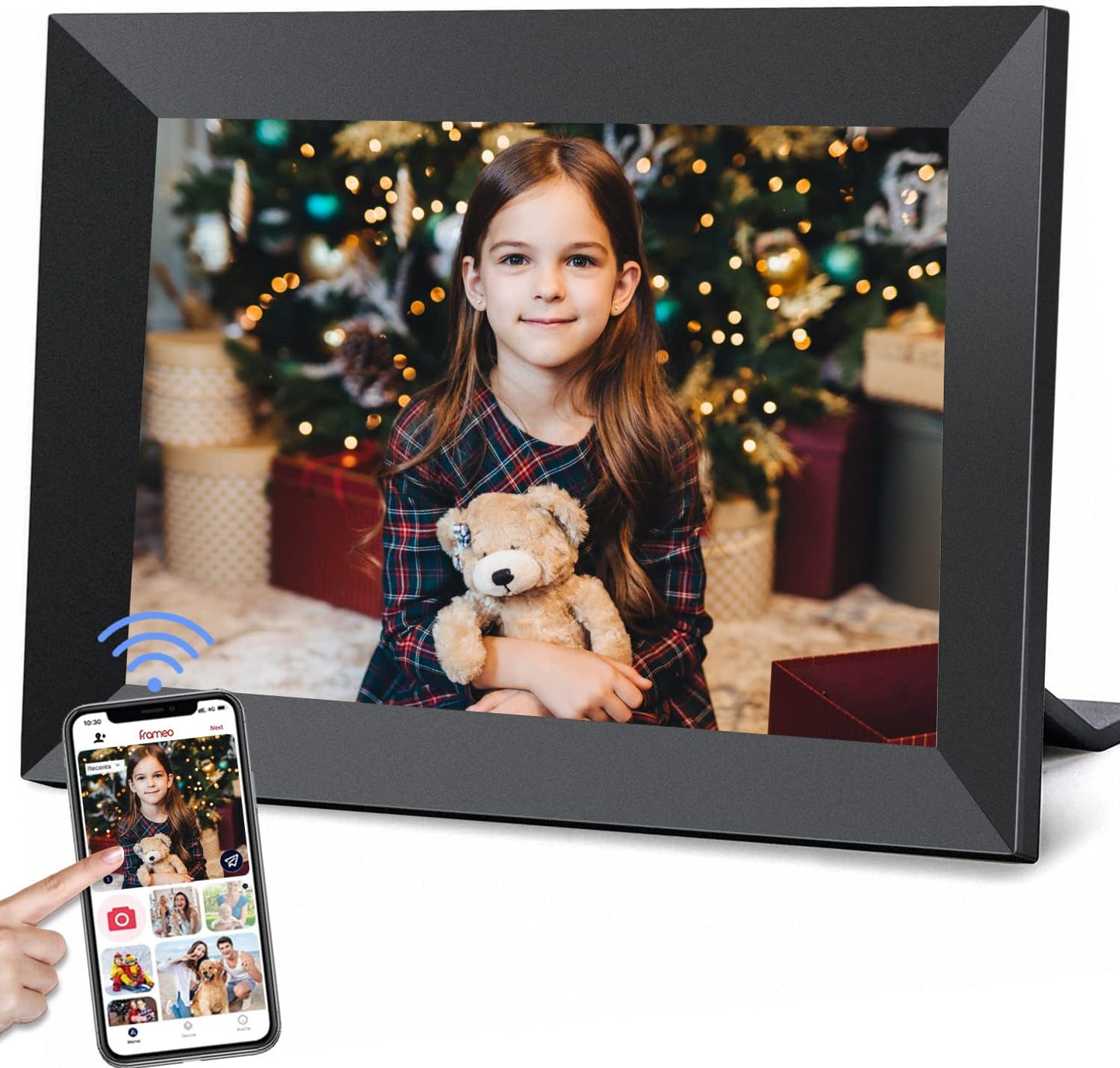 BN-LINK Digital Picture Frame, 10.1 Inch Smart Digital Photo Frame with 1280x800 IPS HD Touch Screen, 32GB Memory Auto-Rotate Wall Mount, Share Photos/Videos with Free App, Black