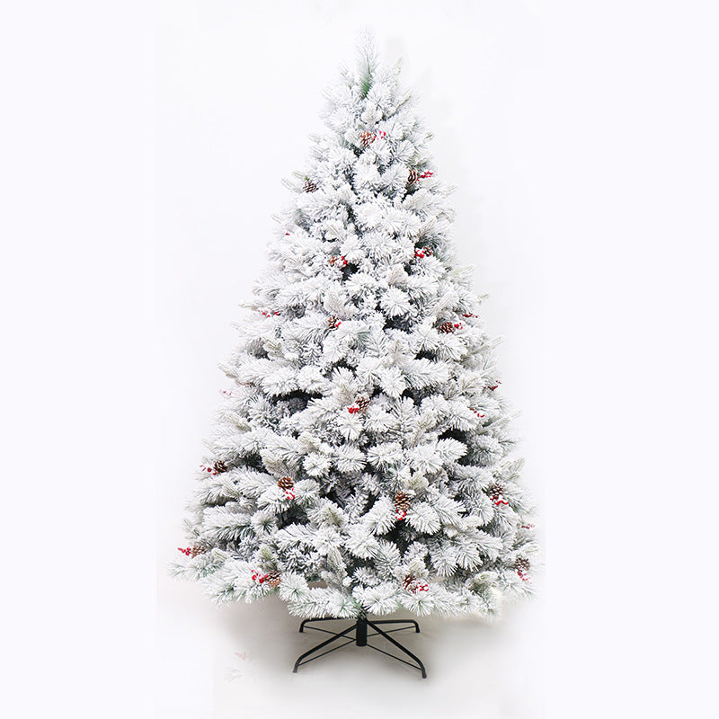 Behome 7ft Flocked Pre-Lit Artificial Christmas Tree with 8 Lighting Modes, Christmas White Tree with 500 Lights, 1156 Branch Tips & Metal Stand, Home Holiday Party Indoor/Outdoor Xmas Decoration