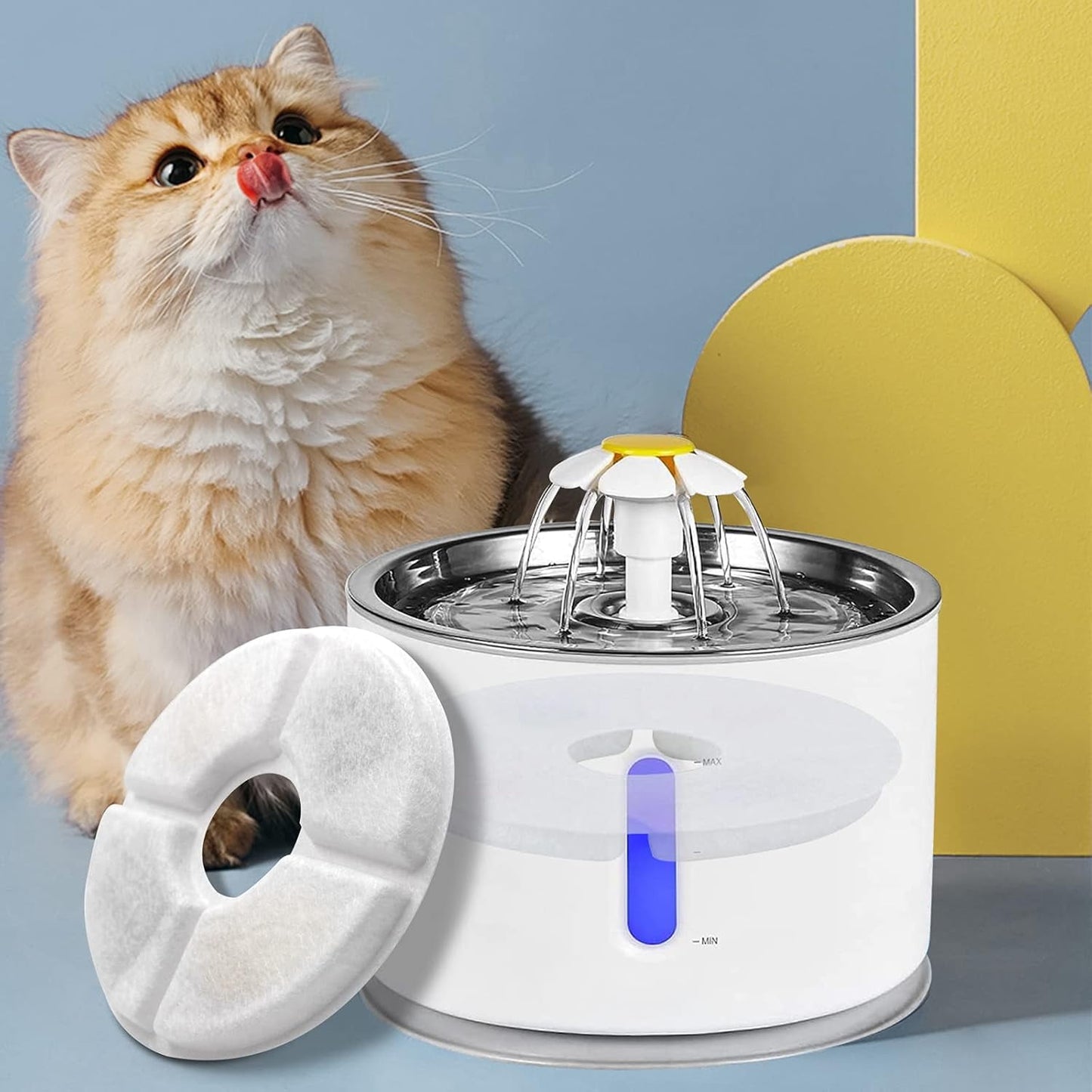 Behome 12 Pack Cat Water Fountain Filters, Triple Filtration System Pet Cat Fountain Replacement Filter for 84oz/2.5L Pet Dog Drinking Water Dispenser(8 Filters & 4 Sponges)