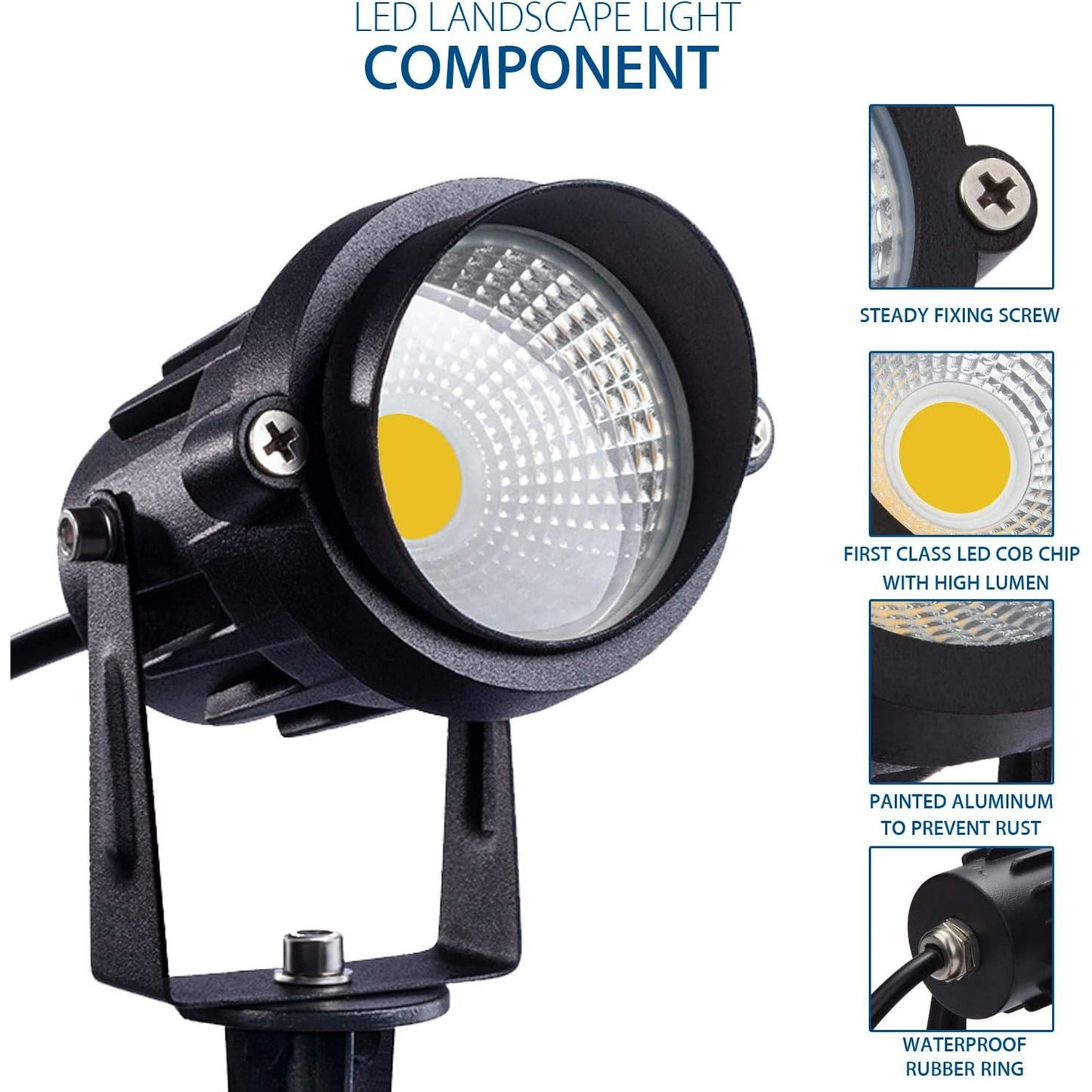 BN-LINK Outdoor Landscape Spotlights, 5W LED Landscape Lights for Yard, IP65 Waterproof Garden Lights, 3000K Warm White, Landscape Lighting for House, Garden, Lawn Decorative (2 Pack)