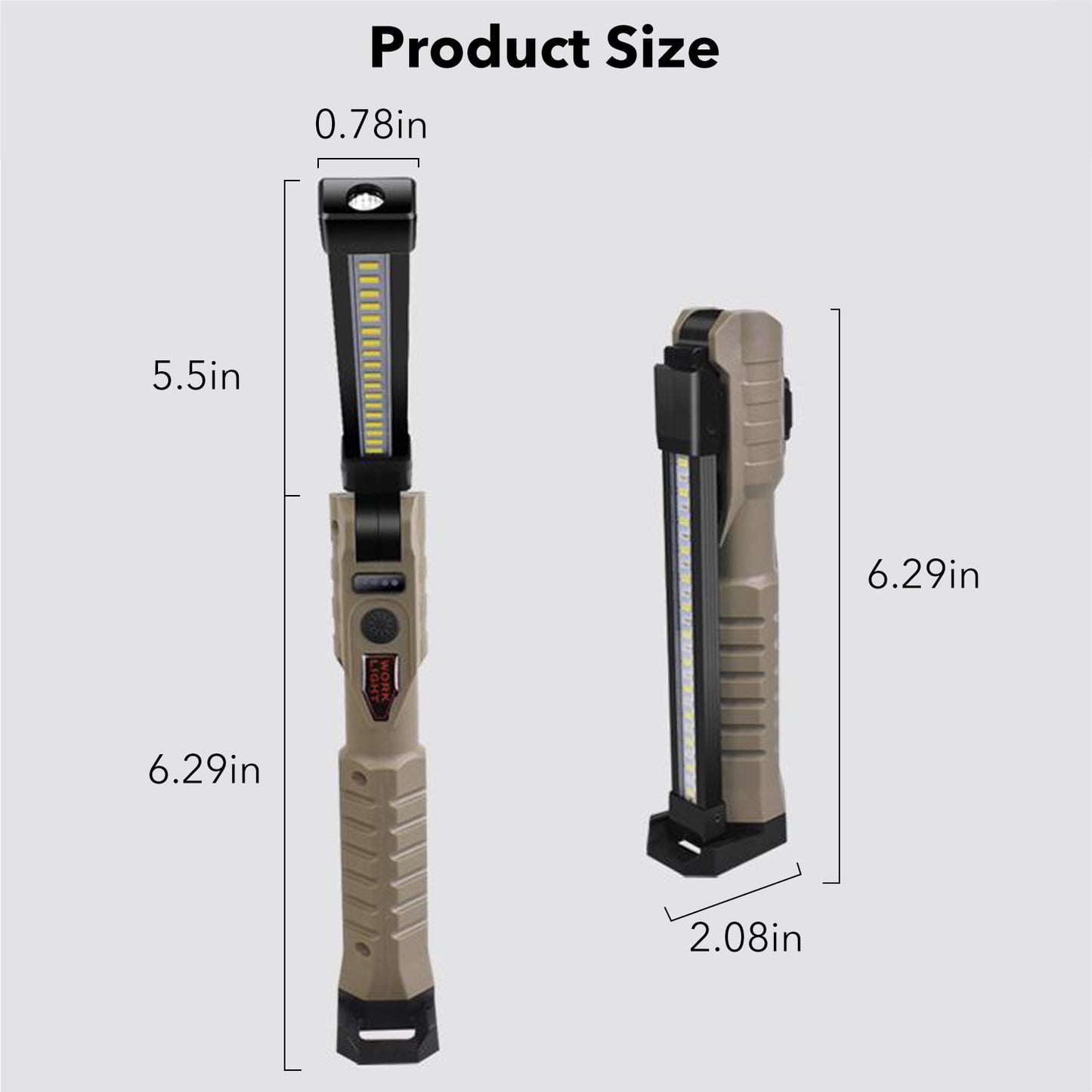 Behome LED Rechargeable Work Light, COB Work Light with 7 Modes, Magnetic Base & Hanging Hook & 180°Rotate , Foldable Magnetic Flashlight for Car Repair, Emergency and Outdoor