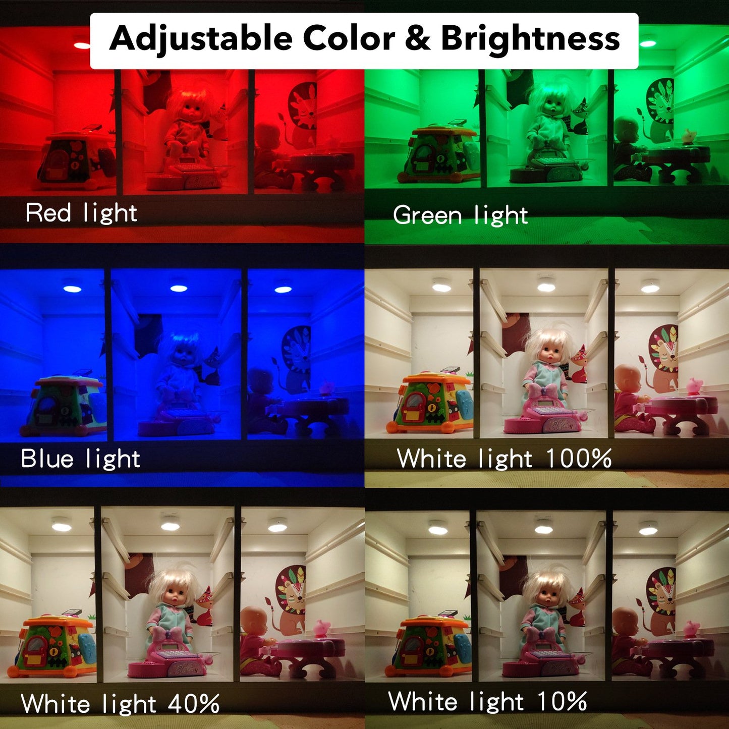 Behome 6 Pack LED Cabinet Lights with Remote, Battery Operated Wireless Puck Lights, 3 Colors & 4 Brightness Levels, Tap Push Night Lights for Closet, Bedroom & Kitchen, White