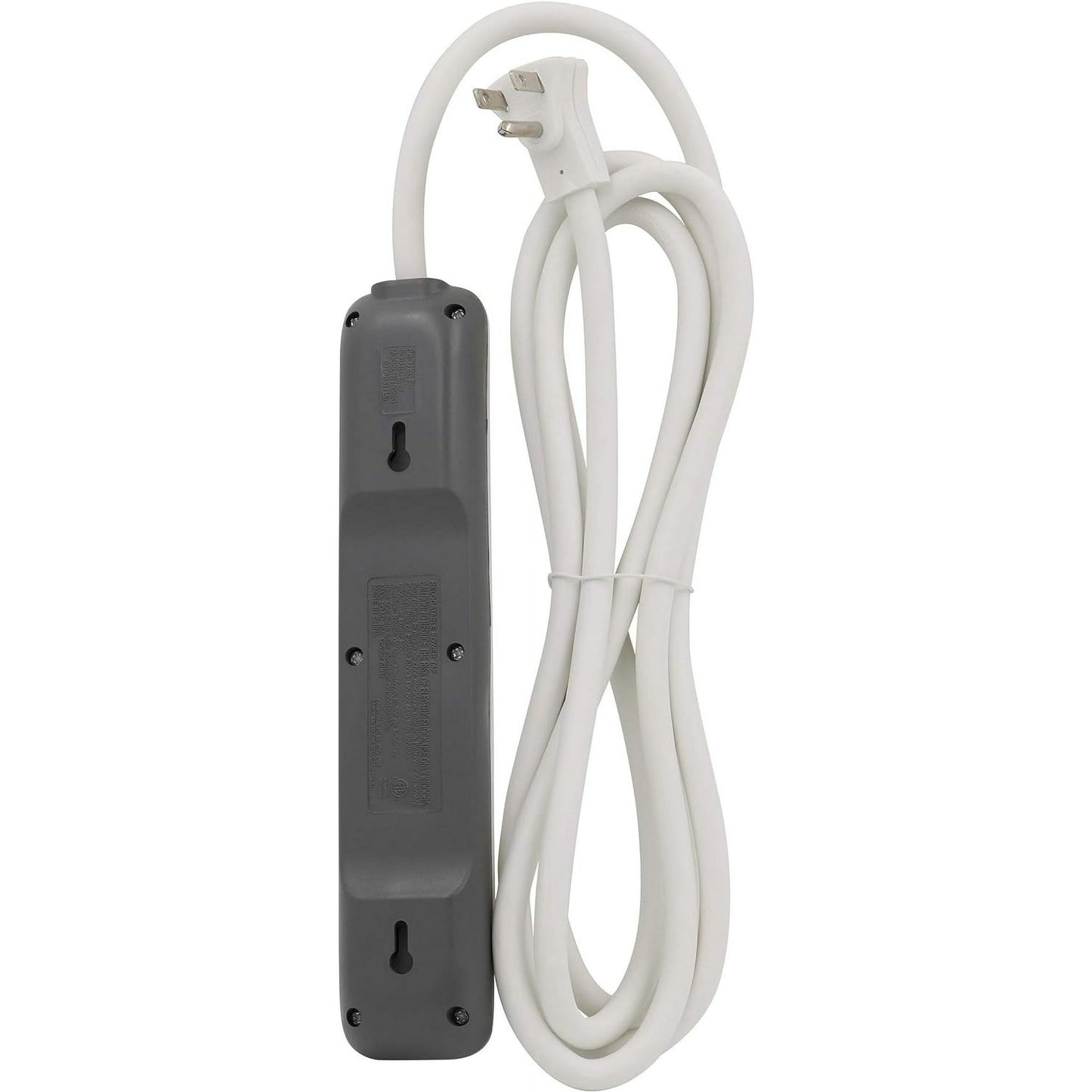 Clear Power 6 Outlet Power Strip, 8 ft Long Power Cord, Low-Profile Flat Plug, 3-Prong Grounded, White, 15 Amp Circuit Breaker