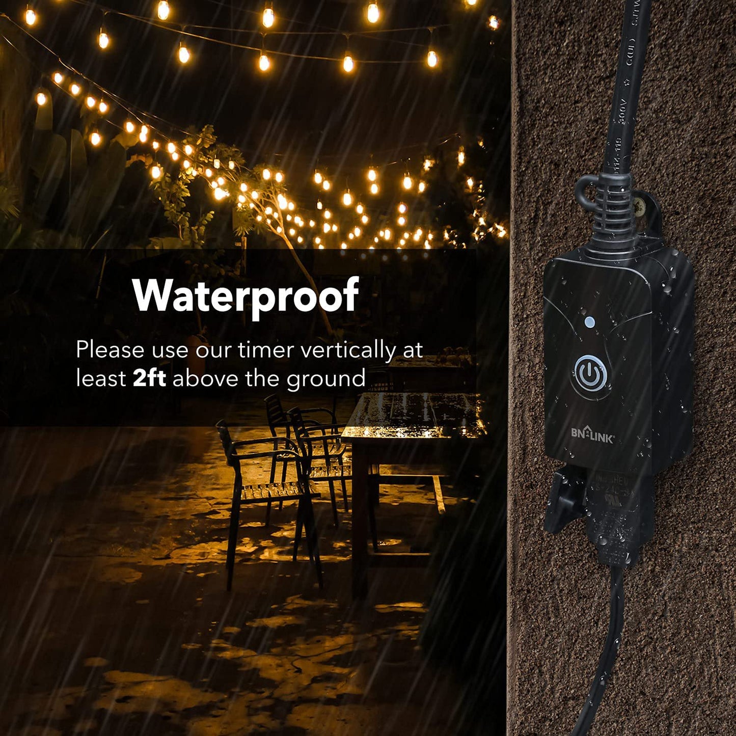 BN-Link Smart Wifi Plug Outlet, Remote Control by App, Compatible with Alexa and Google Assistant, Weatherproof, Requires 2.4 GHz Wifi, ETL Listed