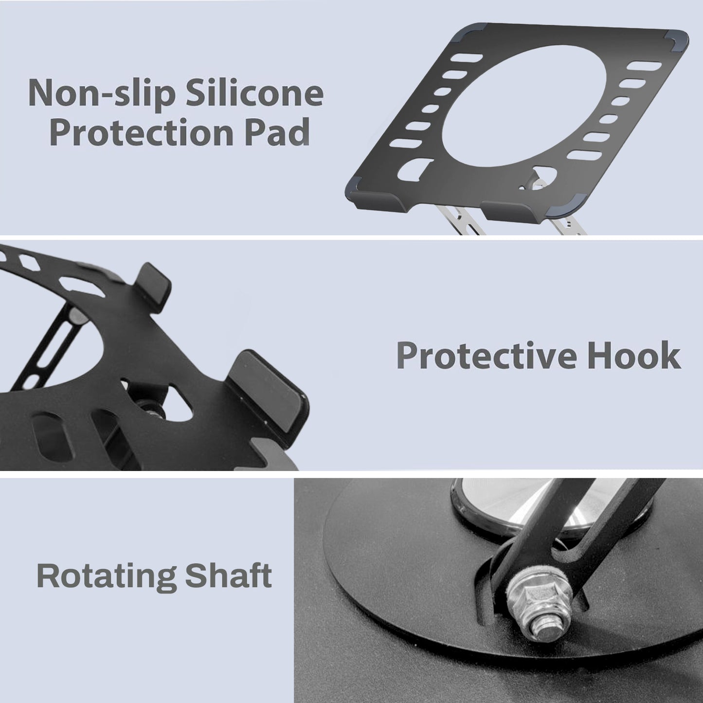 Behome Laptop Stand, Height Adjustable Ergonomic Computer Stand for Desk, Portable and Foldable Laptop Riser for Laptops and Notebook Up to 17 Inch, Black