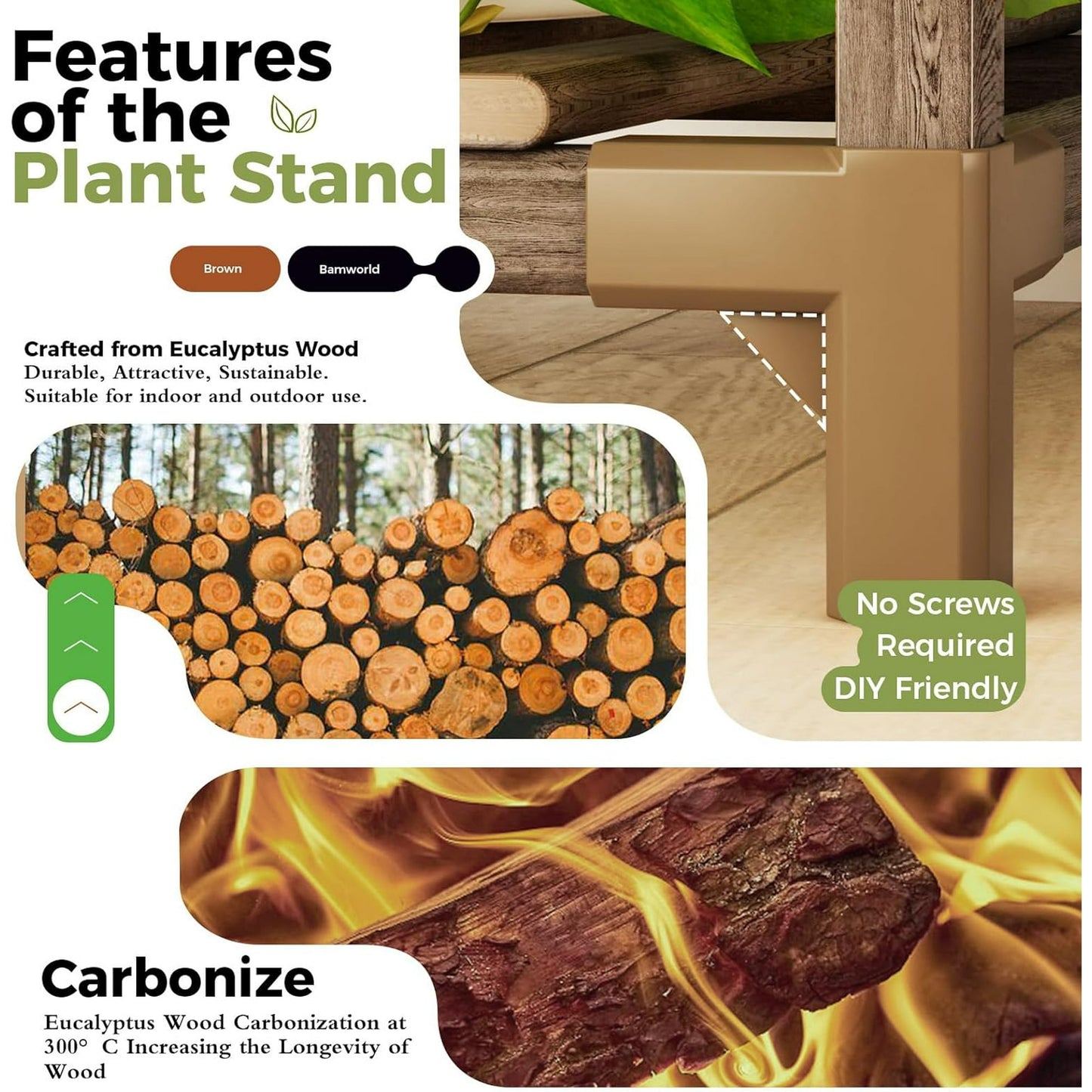 Behome Plant Stand Indoor, Wood Plant Shelf with 4 Tier Ladder & 14 Pots, Corner Plant Stand, Tall Plant Holder for Living Room & Balcony, Home Decor
