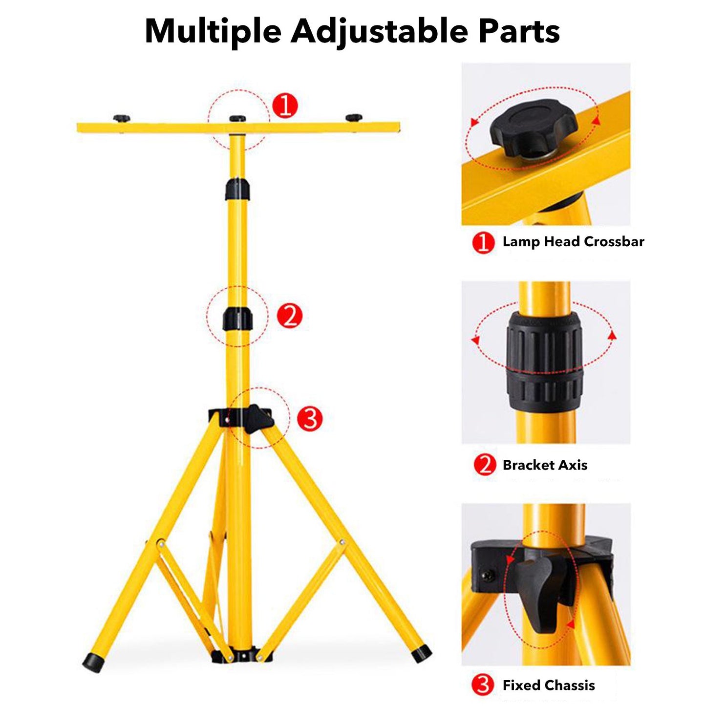 Behome 18000 Lumen LED Work Lights with Stand, 2 Adjustable Head Waterproof Lamp with Individual Switch, Foldable Tripod Stand for Outdoor Indoor Job Site Lighting, 6500K