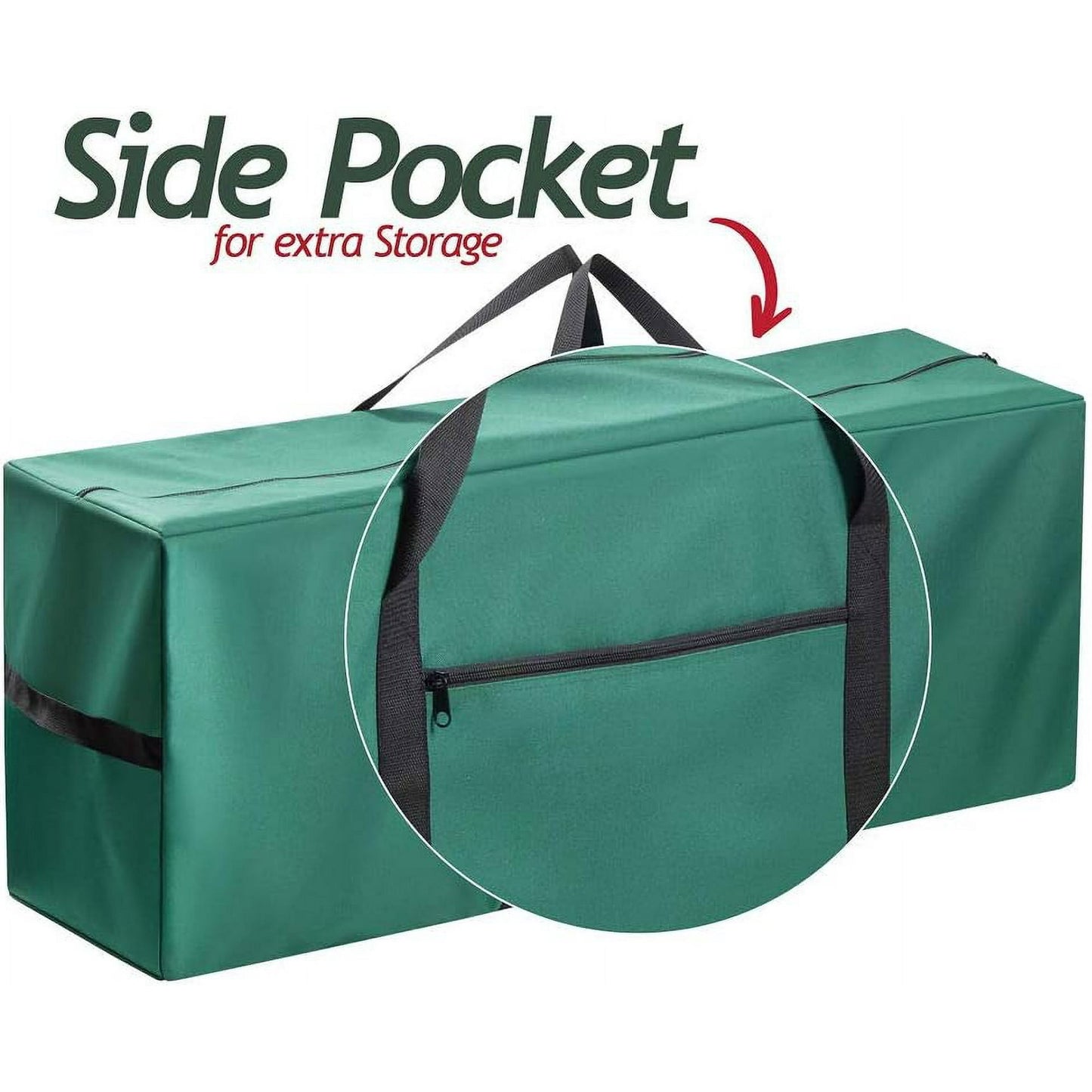 Behome 9ft Christmas Tree Storage Bag, Heavy-Duty Oxford Christmas Tree Bag With Reinforced Handles, Dual Zipper & Side Pocket, Waterproof, Moisture-Proof & Dust-Proof Bag(Green, 65x 15x30’’)