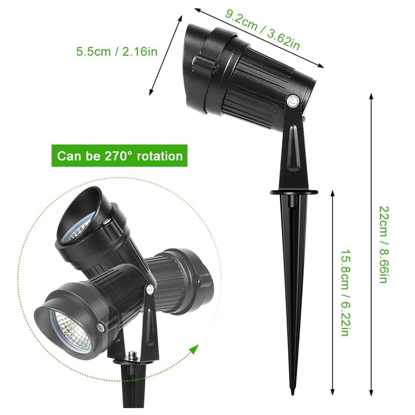 BN-LINK Outdoor Landscape Spotlights, 5W LED Landscape Lights for Yard, IP65 Waterproof Garden Lights, 3000K Warm White, Landscape Lighting for House, Garden, Lawn Decorative (2 Pack)