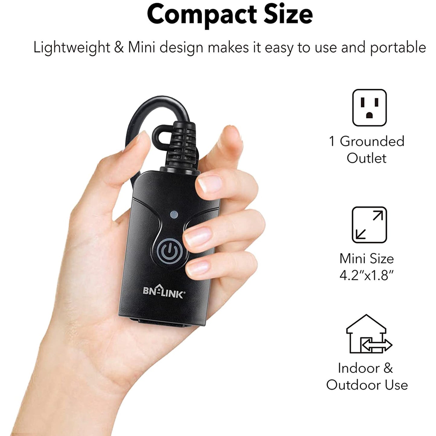 BN-Link Smart Wifi Plug Outlet, Remote Control by App, Compatible with Alexa and Google Assistant, Weatherproof, Requires 2.4 GHz Wifi, ETL Listed