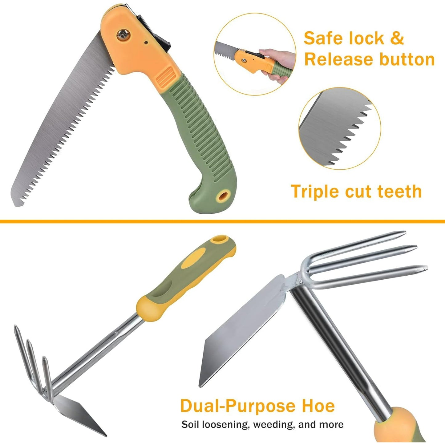 BN-LINK Garden Tool Set, 9 Piece Stainless Steel Rust-Proof Heavy Duty Gardening Tools with Non-Slip Rubber Handle, Durable Garden Tool Bag, Ideal Gardening Gifts for Women and Men