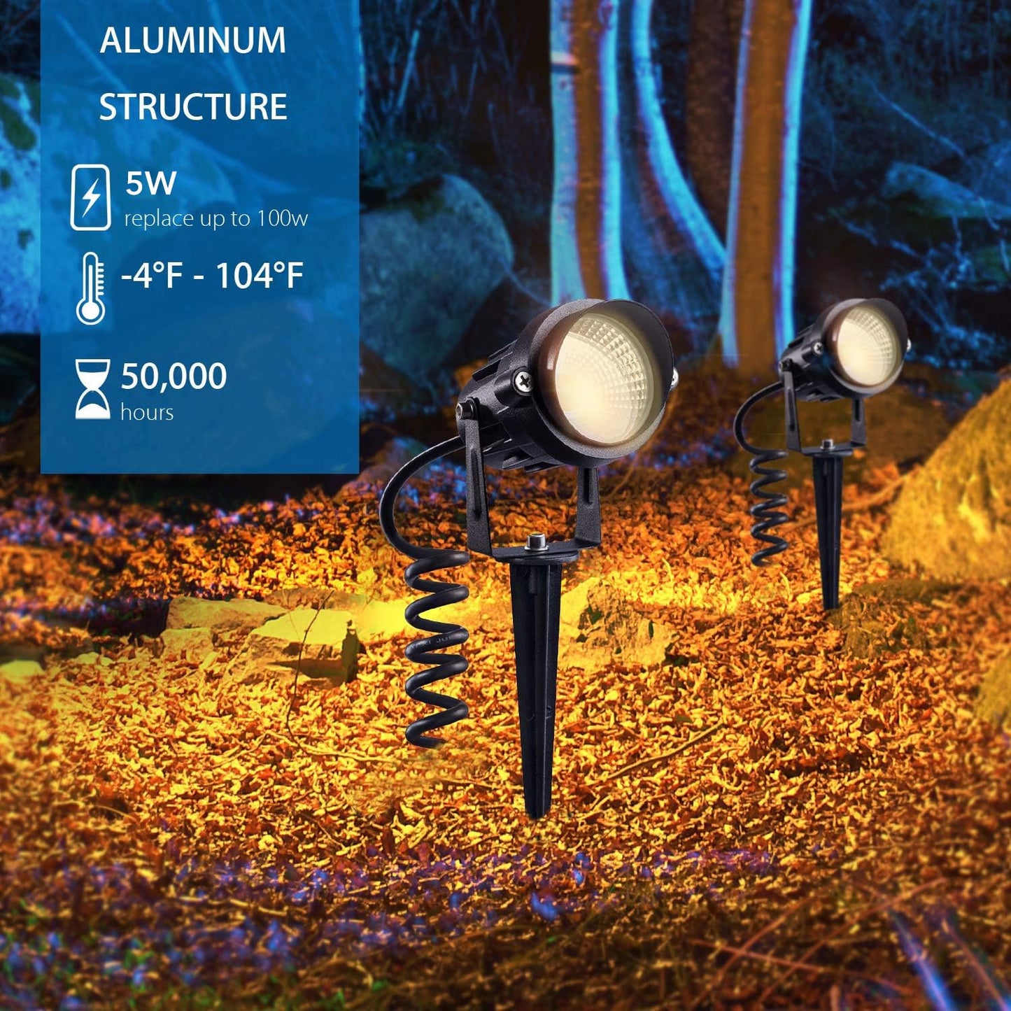 BN-LINK Outdoor Landscape Spotlights, 5W LED Landscape Lights for Yard, IP65 Waterproof Garden Lights, 3000K Warm White, Landscape Lighting for House, Garden, Lawn Decorative (4 Pack)