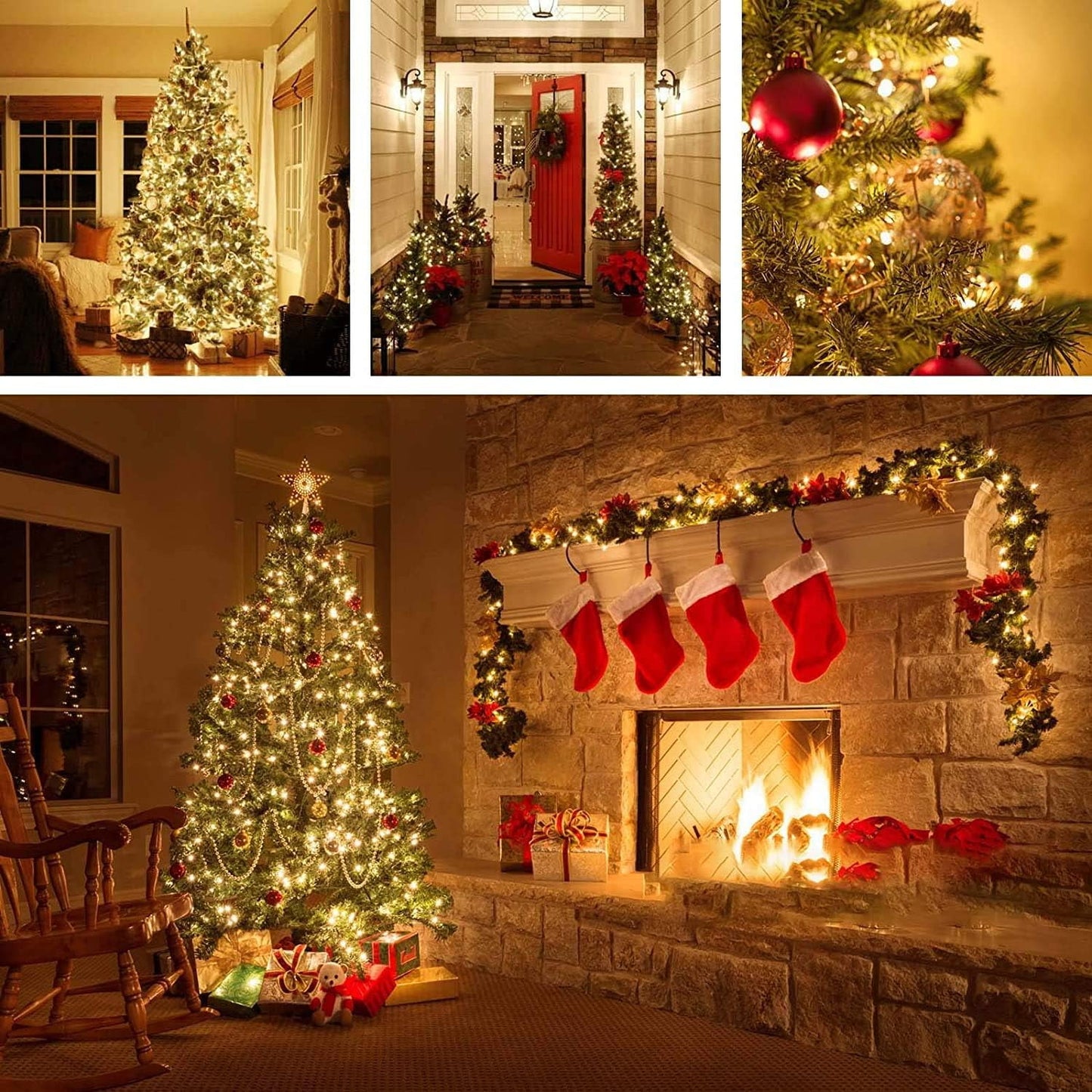 Behome 66FT 200 LED String Lights, Plug-in Outdoor/Indoor Christmas Tree Lights with 8 Modes, Waterproof String Lights for House Yard, Patio & Xmas Decorations(Warm White)