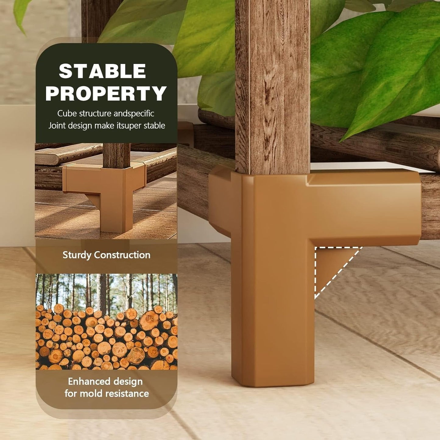 Behome Plant Stand Indoor, Wood Plant Shelf with 3 Tier Ladder & 9 Pots, Corner Plant Stand, Tall Plant Holder for Living Room & Balcony, Home Decor
