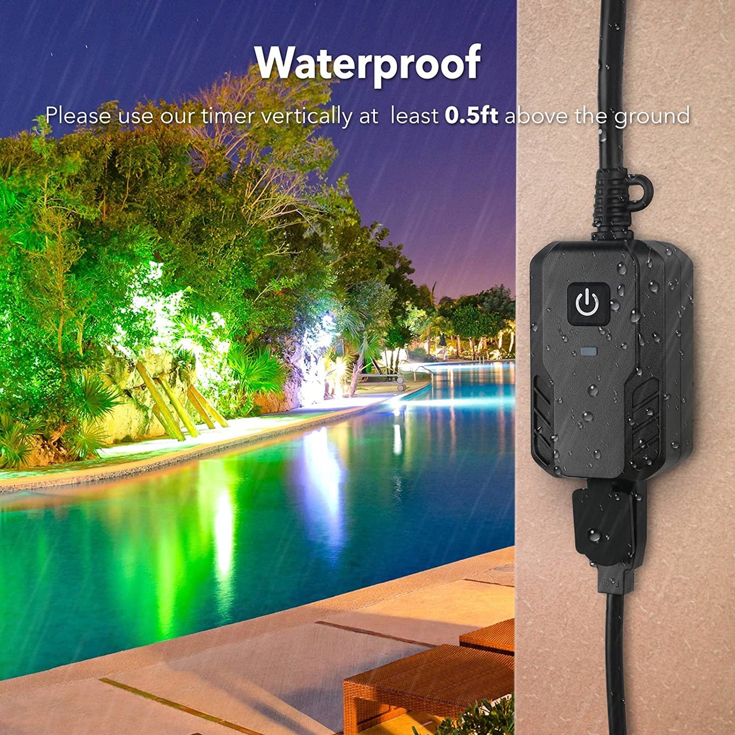 BN-LINK Smart Dimmer Plug, WiFi Outdoor Dimmer for String Lights, LED, Filament, Halogen lamp, APP Remote Control and Google Assistant, Alexa Outdoor Smart Plug, Requires 2.4 GHz Wi-Fi, Waterproof
