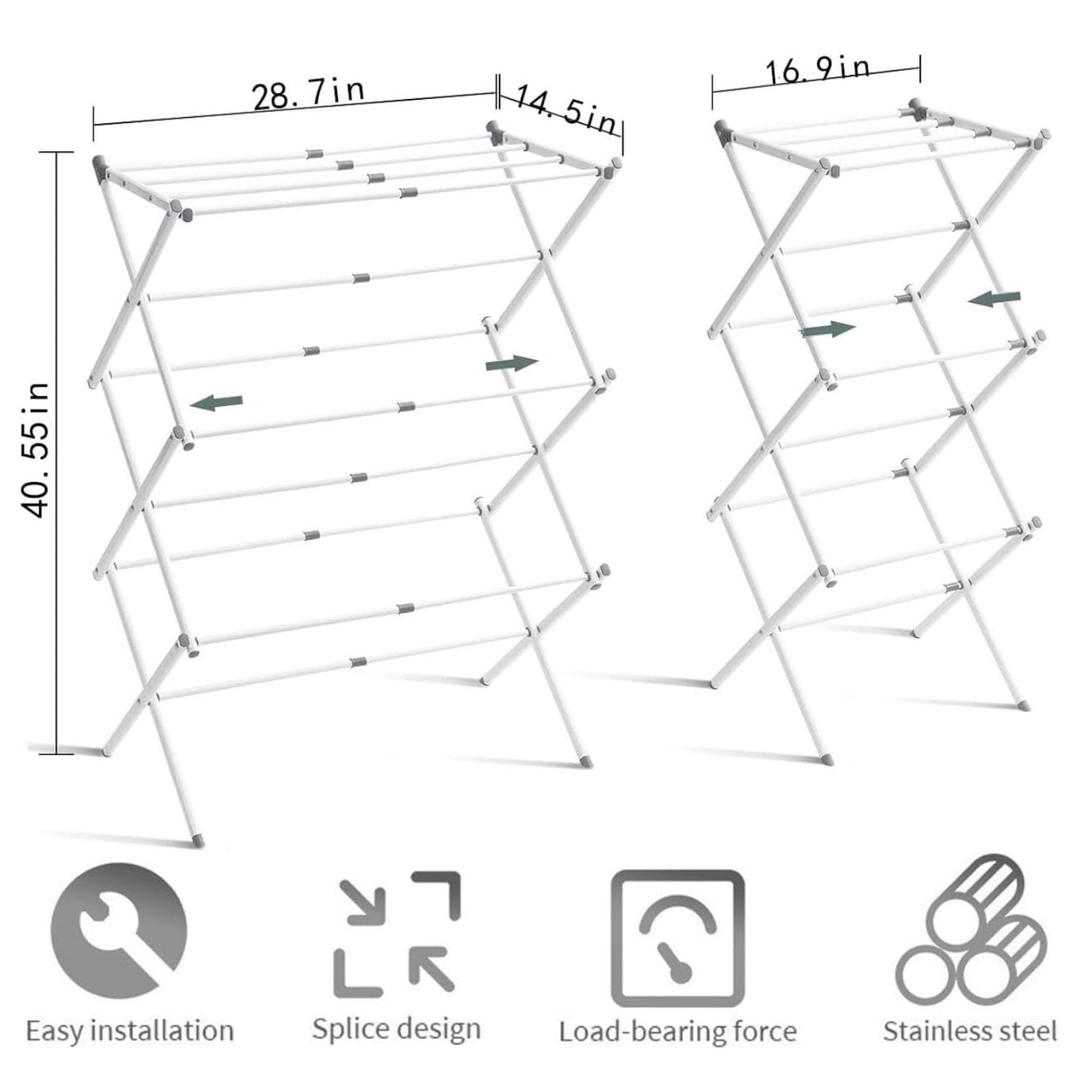 Behome Drying Rack for Clothes, Foldable Laundry Rack for Sweaters, Blouses & More, Pre-Assembled & Extreme Stability , Indoor Outdoor Use, 29.92 X 14.56 x 41.33 inch