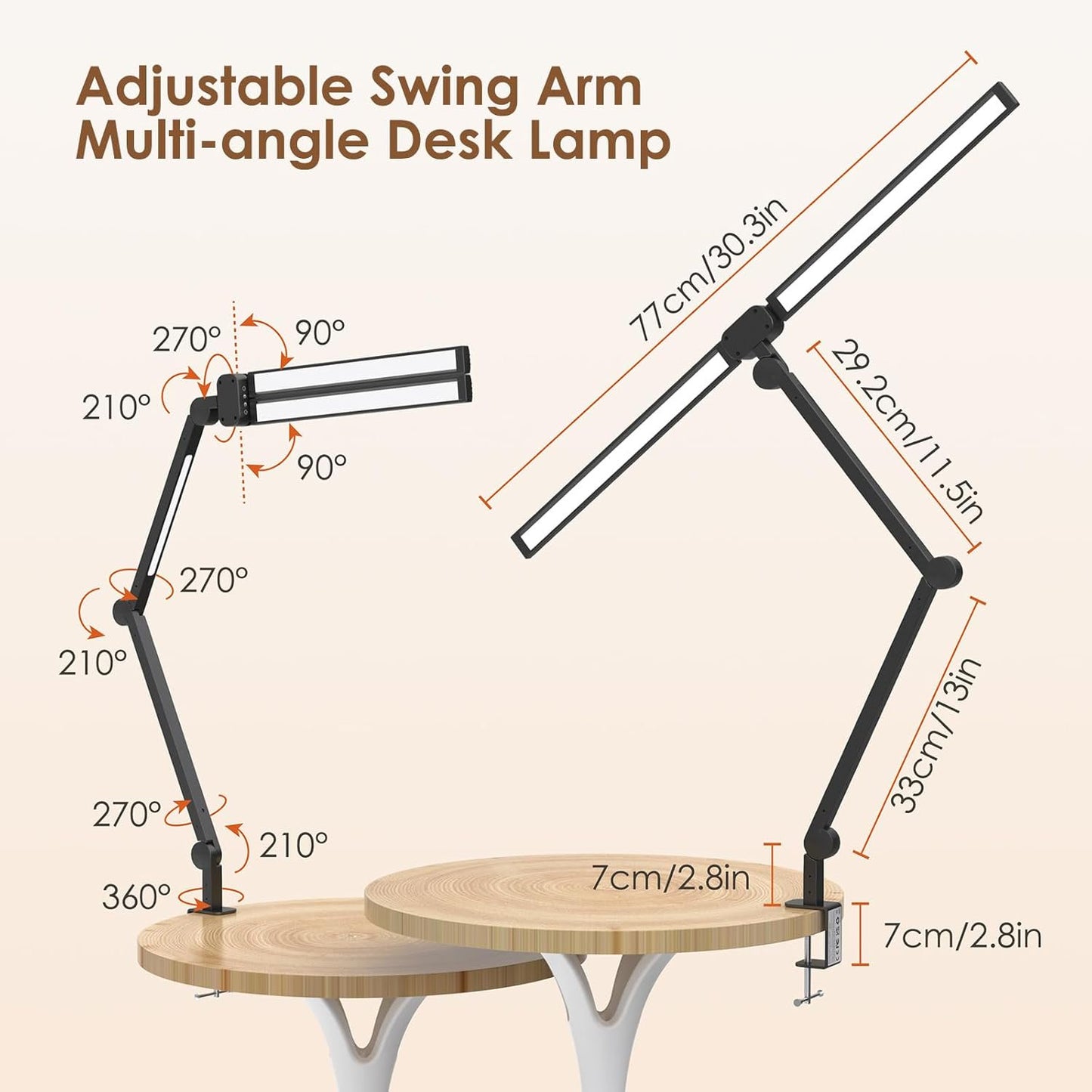 Behome LED Desk Lamp With Remote Control, Tall Double Head Desk Lamp With Clamp, 5 Brightness Modes & 4 Colors, Adjustable Desk Light For Work & Study
