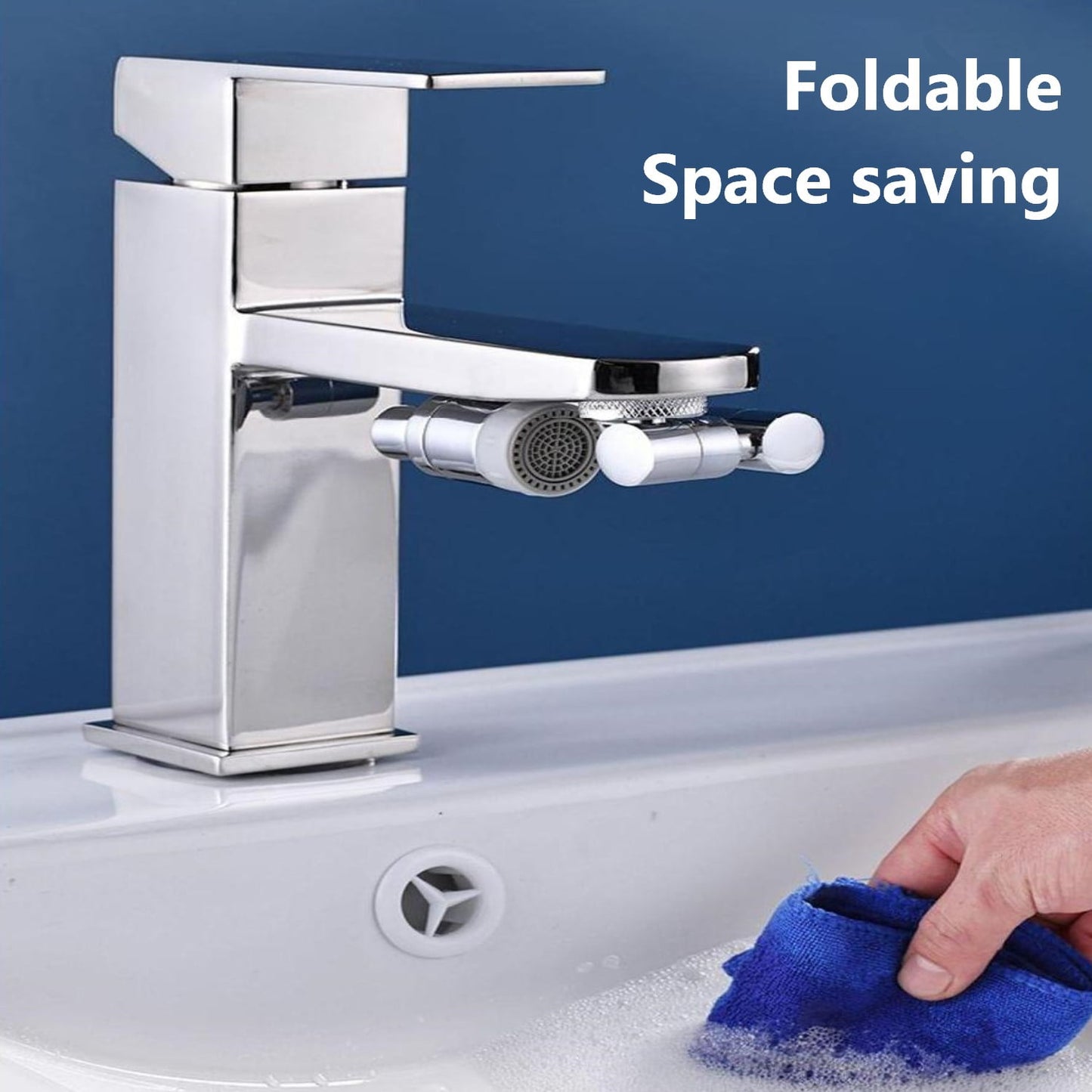 Behome 1800°Swivel Faucet Extender Aerator, 360°Free Rotating Splash Filter Faucet, 2 Water Outlet Modes, Kitchen/Bathroom Sink Adapter For Gargle, Eyewash And Rinse