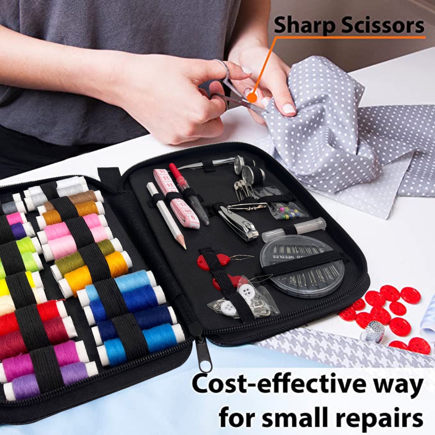 90 Pcs Premium Sewing Kit for Adults with Sewing Supplies and Accessories - Needle and Thread Kit Products for Quick Repairs - Small Hand Sewing Kits for Emergency Mending