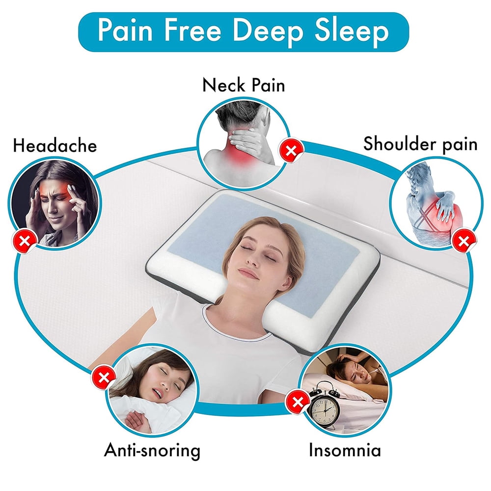 BN-LINK Reversible Cool Gel and Memory Foam Double-Sided Pillow, Soft and Comfortable Orthopedic Support, for All-Season, Washable Cover, Small Size