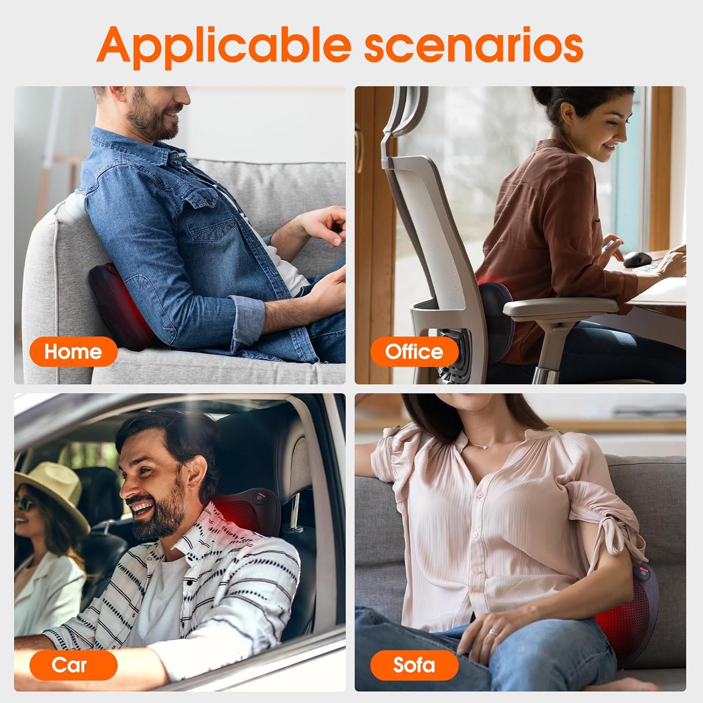 BN-LINK Back and Neck Massager with Heat, Electric 3D Deep Kneading Tissue Massage Pillow for Chair & Car, Muscle Pain Relief on Shoulders, Legs, Foot, office and Home Use