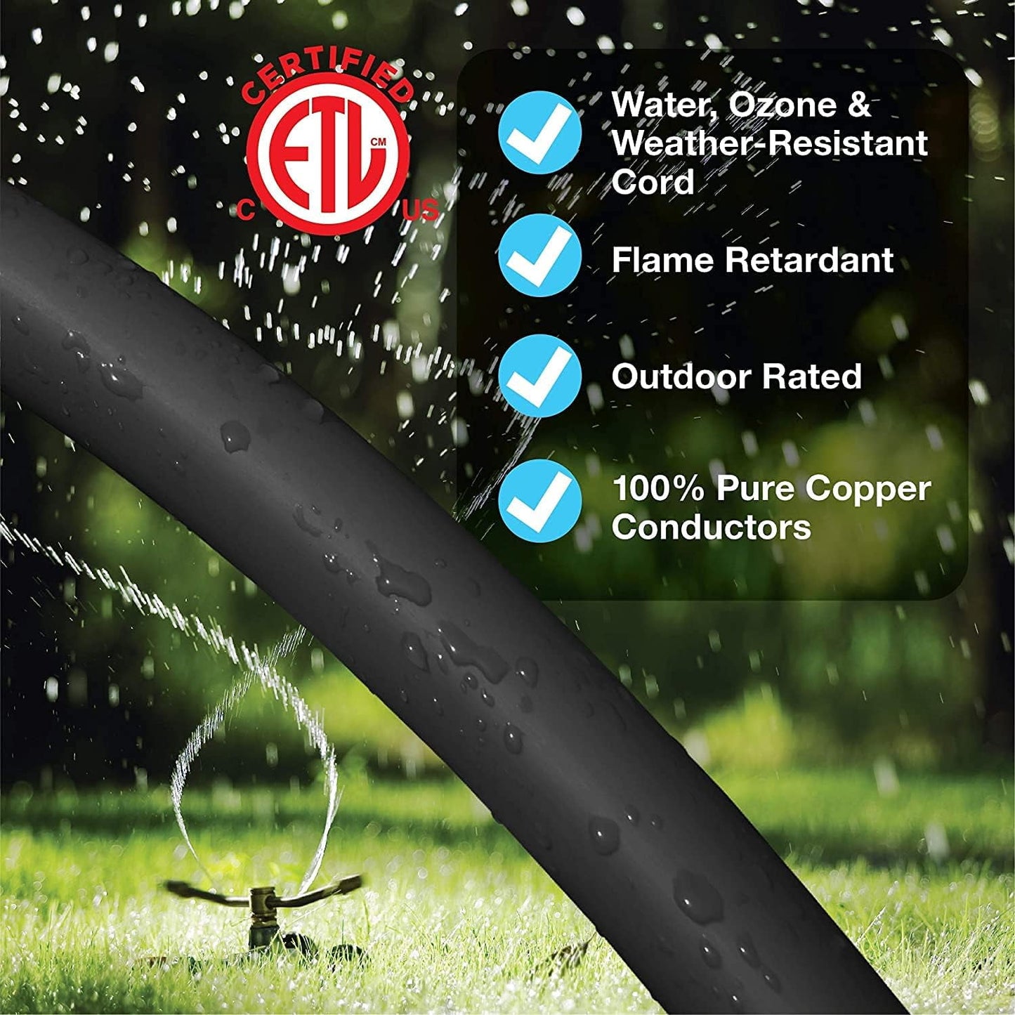 Clear Power 80ft 16/3 SJTW Black Outdoor Extension Cord & Cord Storage Wheel, 3 Prong Grounded Plug, Lighted-Locking Connector, Cord Reel w/Spin Handle