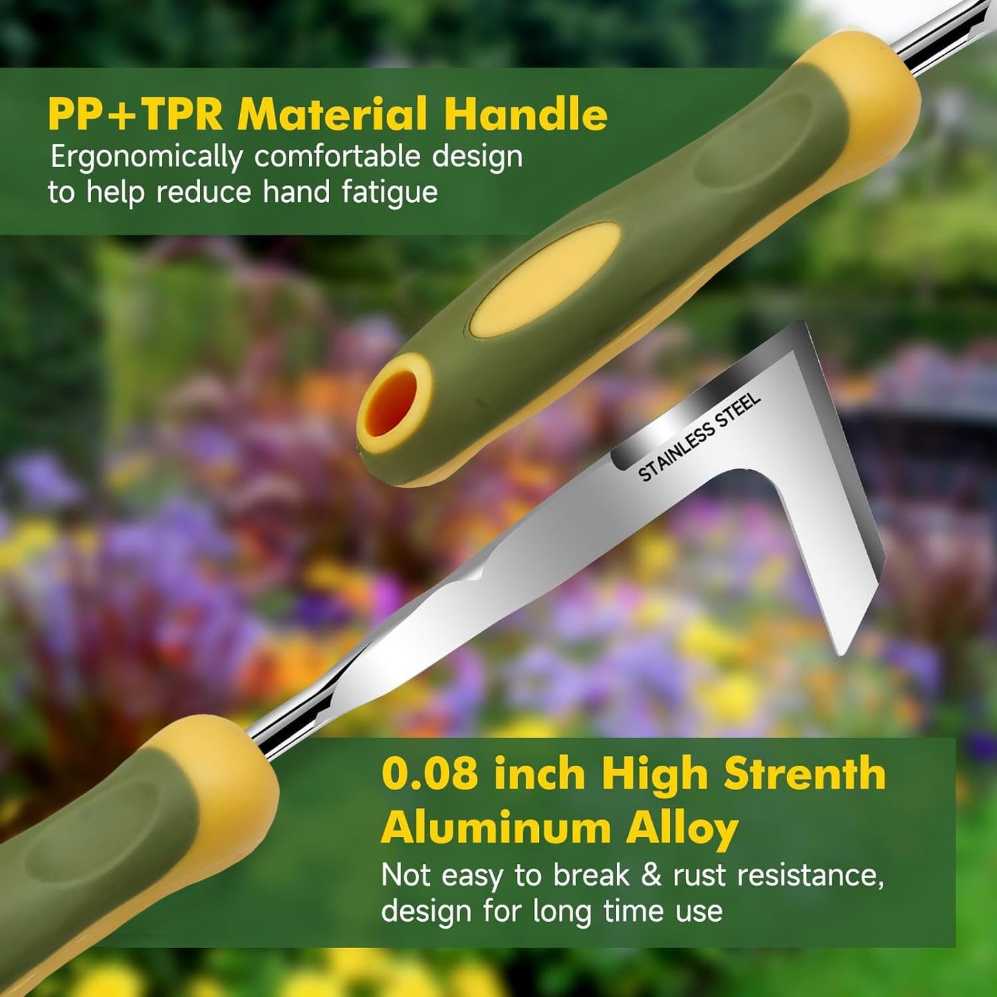 BN-LINK Garden Tool Set, 9 Piece Stainless Steel Rust-Proof Heavy Duty Gardening Tools with Non-Slip Rubber Handle, Durable Garden Tool Bag, Ideal Gardening Gifts for Women and Men