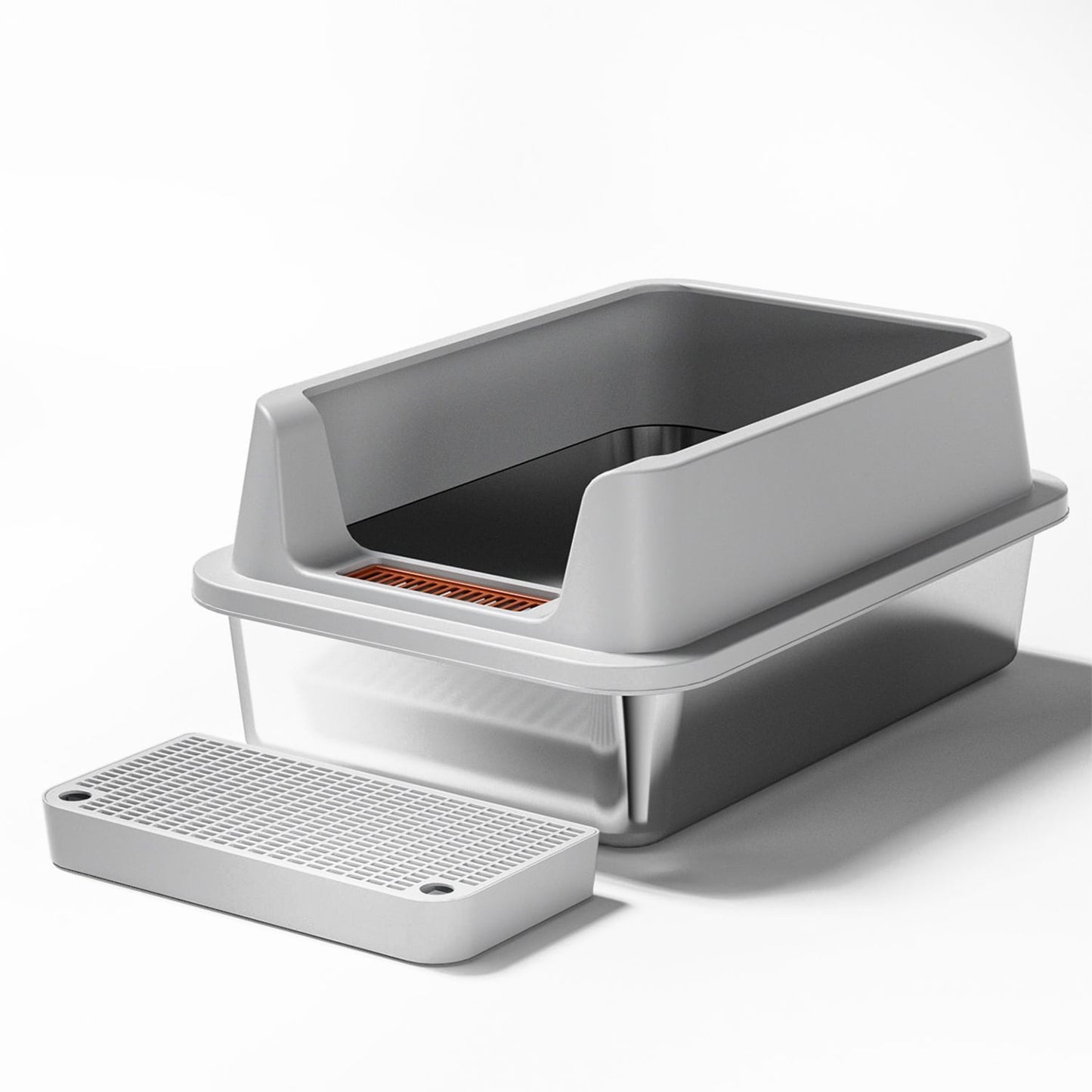 Behome XXL Stainless Steel Cat Litter Box, Extra Large Litter Box for Large Cats, Anti-Urine Leakage, Easy Cleaning, Include Scoop & Pedal