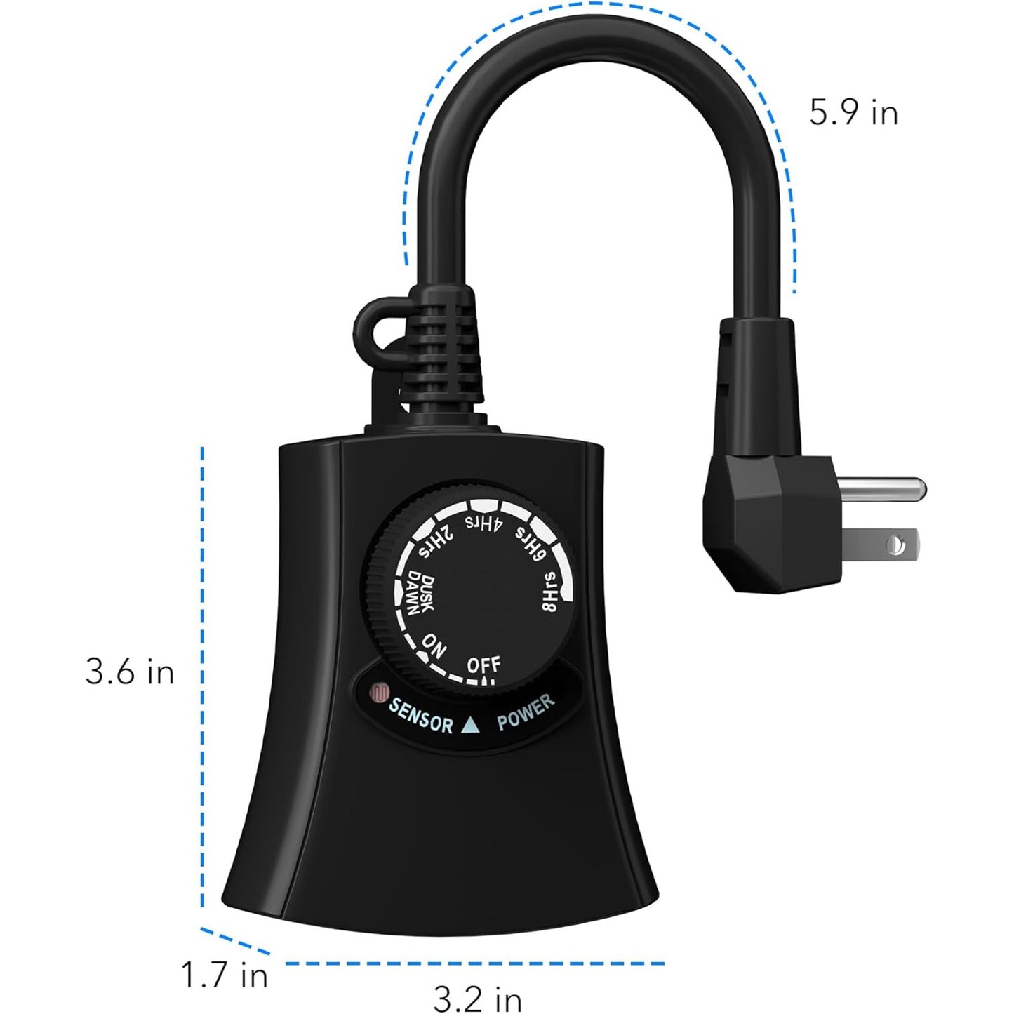 HBN Outdoor Light Timer Waterproof, Weatherproof Photocell Dusk to Dawn Light Sensor Timer 2/4/6/8 Countdown Timer, 2 Grounded Outlet for Christmas Lights,Hallowen Deceration,1875W 15A 1/2HP(2pack)