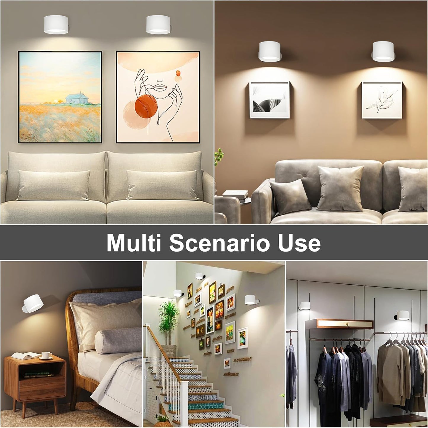 BN-LINK Wall Lights, 360°Adjustable Wall Lamp with 3 Color Modes 3 Brightness Levels, Wall Mounted Lamp for Bedroom Reading Bedside, White