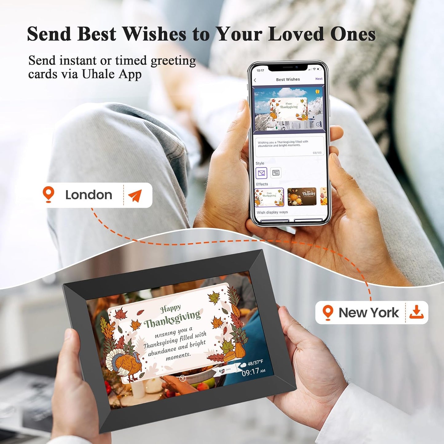 BN-LINK Digital Picture Frame, 10.1 Inch Smart Digital Photo Frame with 1280x800 IPS HD Touch Screen, 32GB Memory Auto-Rotate Wall Mount, Share Photos/Videos with Free App, Black