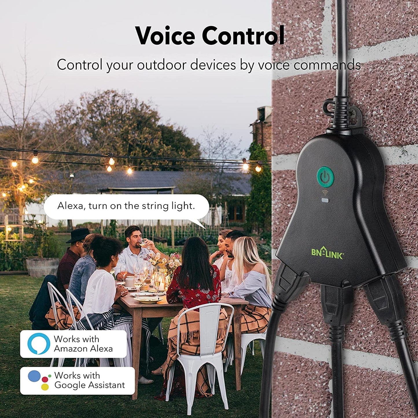 BN-LINK Smart WiFi Heavy Duty Outdoor Outlet, Timer and Countdown Function, No Hub Required for Outdoor Lights, Compatible with Alexa and Google Assistant, 2.4 GHz Network only