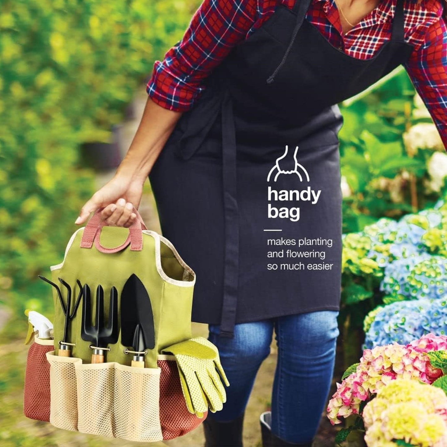 BN-LINK Gardening Tool Set, 9 Piece Heavy Duty Gardening Hand Tools with Delicate and Durable Garden Tools Organizer Handbag, Rust-Proof Garden Tool Set, Ideal Gifts for Women and Men