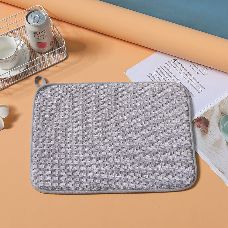 Behome Dish Drying Mat, 2 Packs Large Dish Drying Mat, 18x24 Inch Large Size Highly Absorbent Dish Drainer Mat for Kitchen Counter, Gray