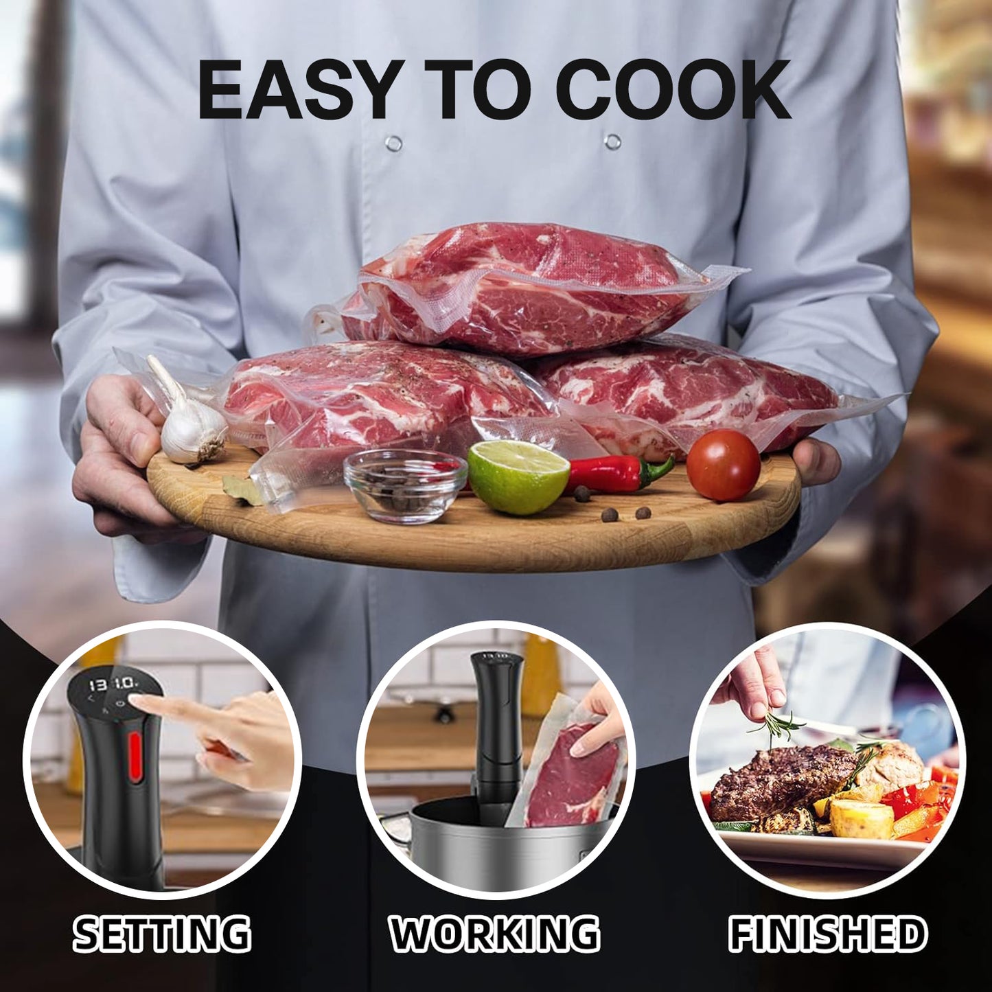 Behome Sous Vide Cooker Machine, Precision Cooker,1100W Immersion Circulator,Sous Vide Machines with Digital Touch Screen for Home Kitchen