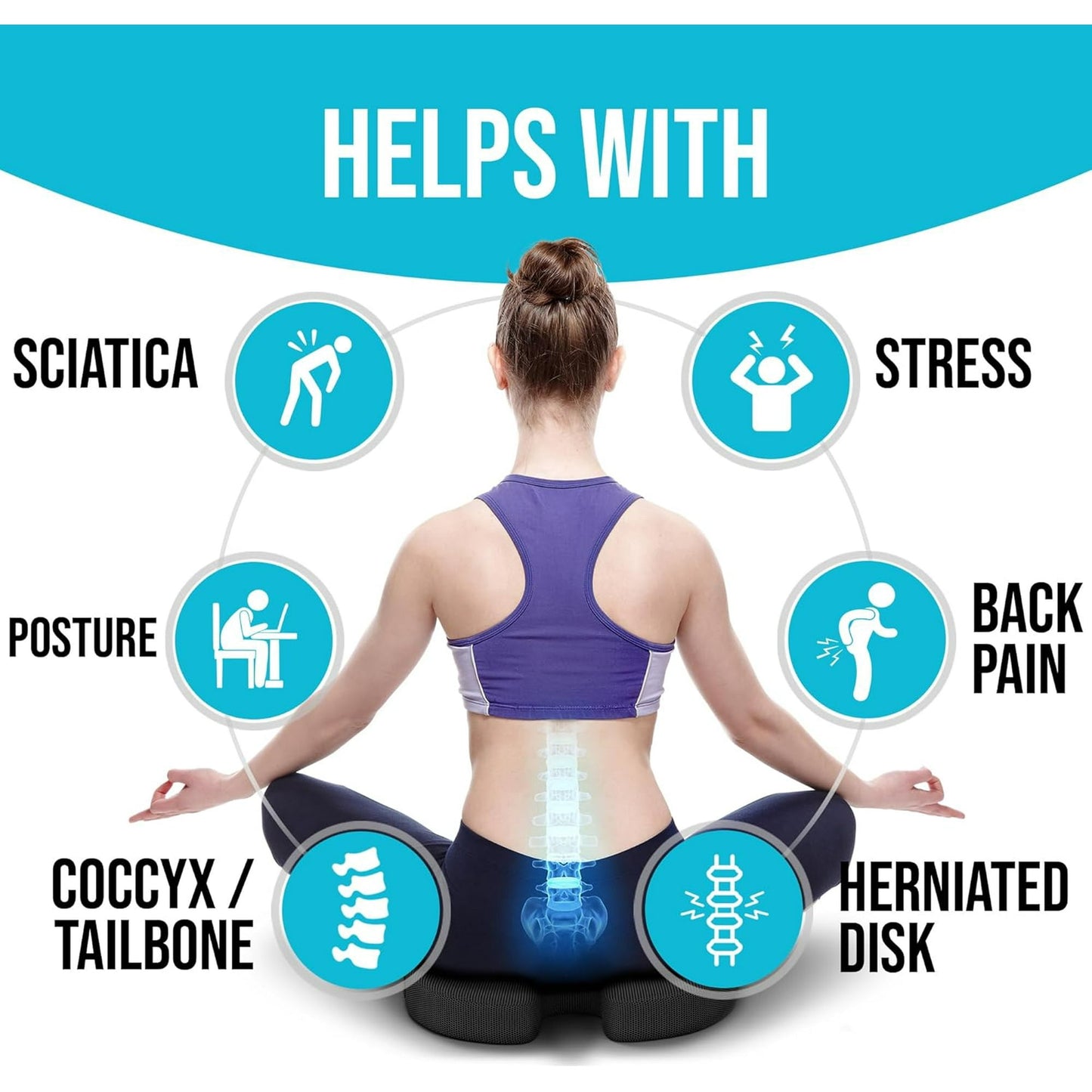 Behome Seat Cushion and Lumbar Support Pillow Set for Office Chairs, Back Support Memory Foam Gel Cushion for Tailbone Pain Relief, for Office Chair, Gaming Chair and Car Seat