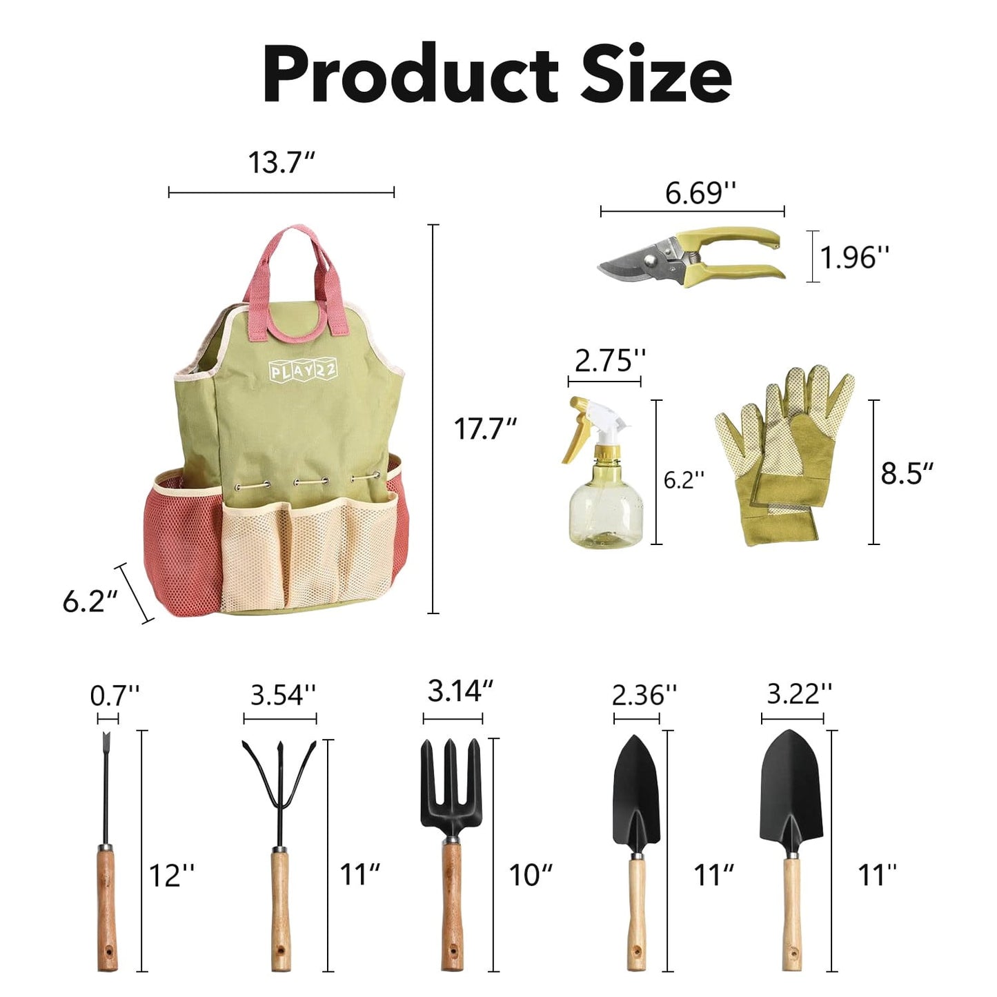 BN-LINK Gardening Tool Set, 9 Piece Heavy Duty Gardening Hand Tools with Delicate and Durable Garden Tools Organizer Handbag, Rust-Proof Garden Tool Set, Ideal Gifts for Women and Men