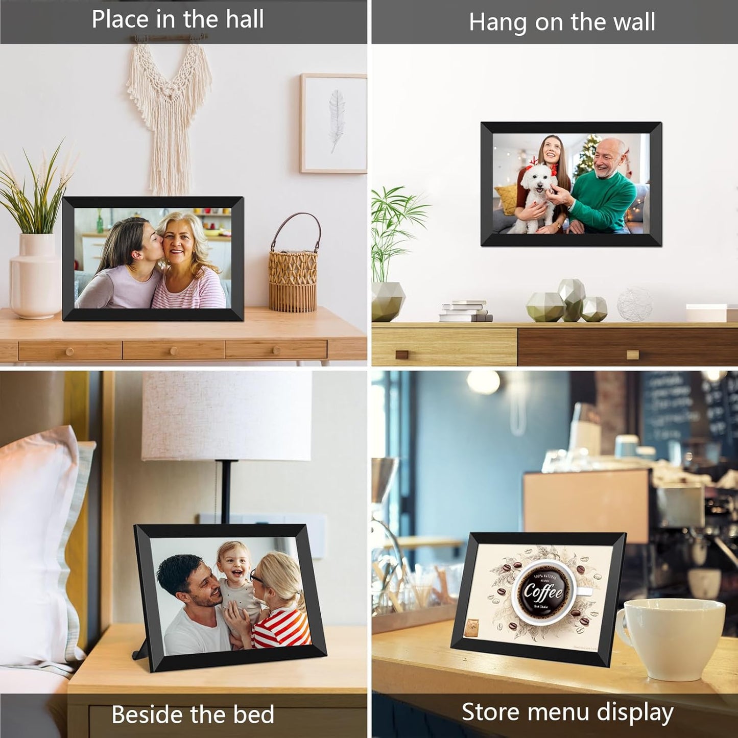 BN-LINK Digital Picture Frame, 10.1 Inch Smart Digital Photo Frame with 1280x800 IPS HD Touch Screen, 32GB Memory Auto-Rotate Wall Mount, Share Photos/Videos with Free App, Black