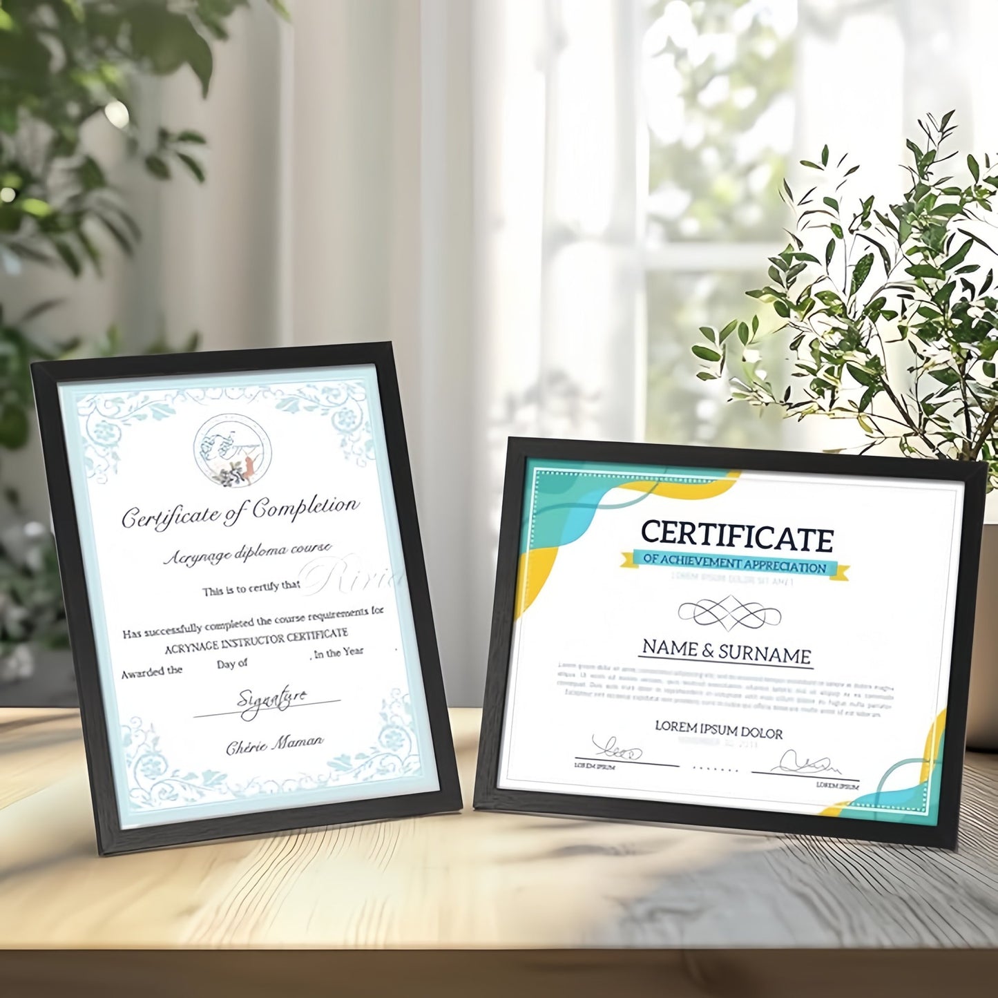 Behome 7.3 x 9.8 Diploma Frame Set of 6, Black Certificate Frame, Display Pictures 5.9 x 7.8 with Mat or 7.3 x 9.8 Without Mat, for Wall and Tabletop