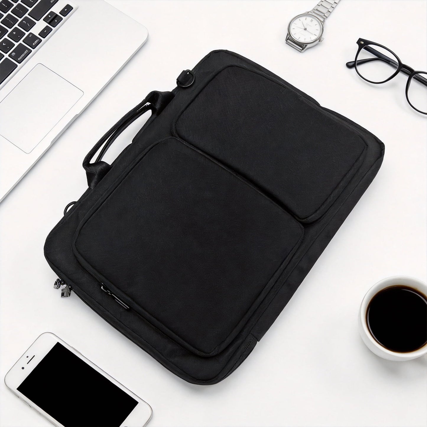 Behome Laptop Bag, 14.1-15.4 Inch Laptop Bag Computer Bag for Men & Women, Adjustable Shoulder Strap, Great for Transporting From Home to Office, Extra Pockets, Black