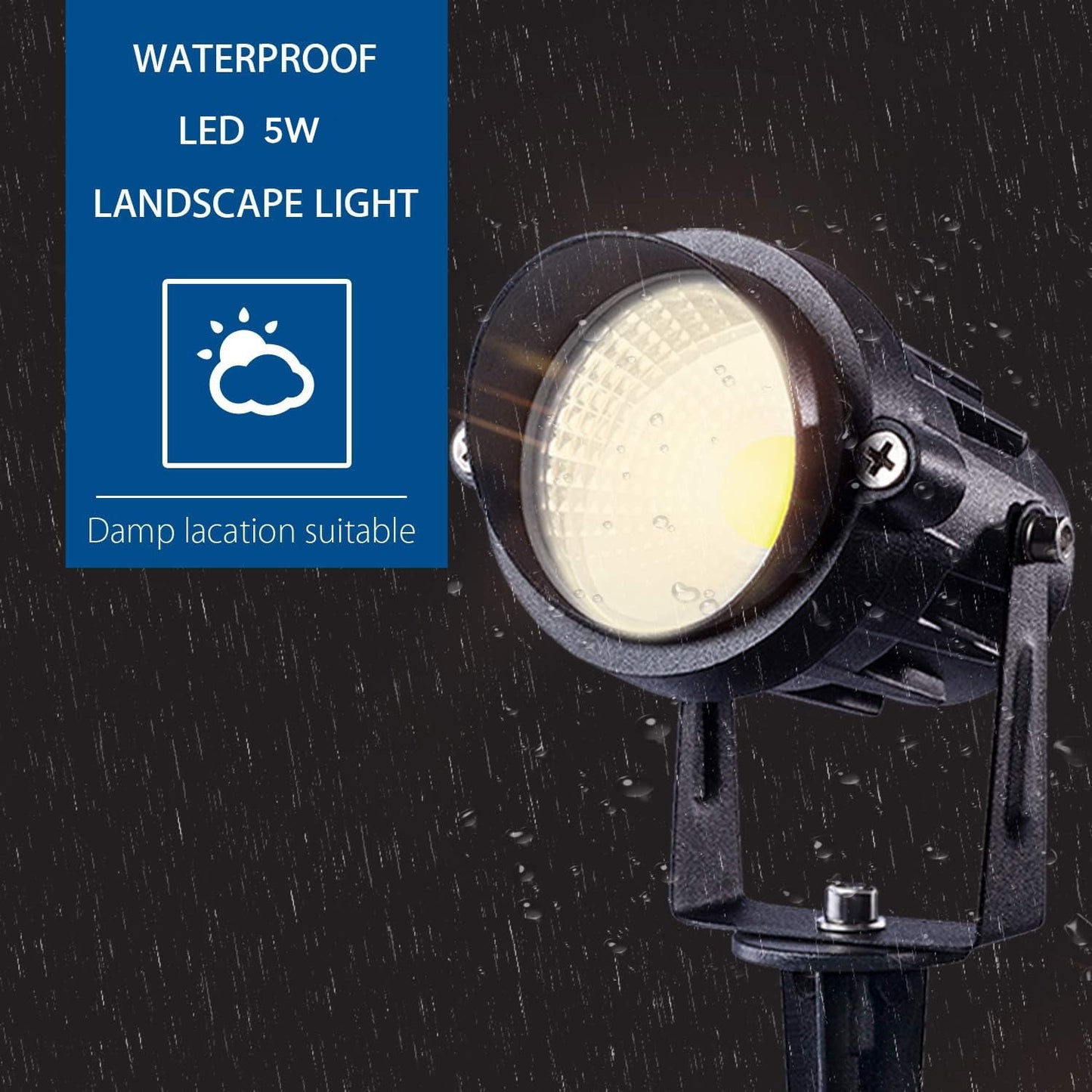 BN-LINK Outdoor Landscape Spotlights, 5W LED Landscape Lights for Yard, IP65 Waterproof Garden Lights, 3000K Warm White, Landscape Lighting for House, Garden, Lawn Decorative (4 Pack)