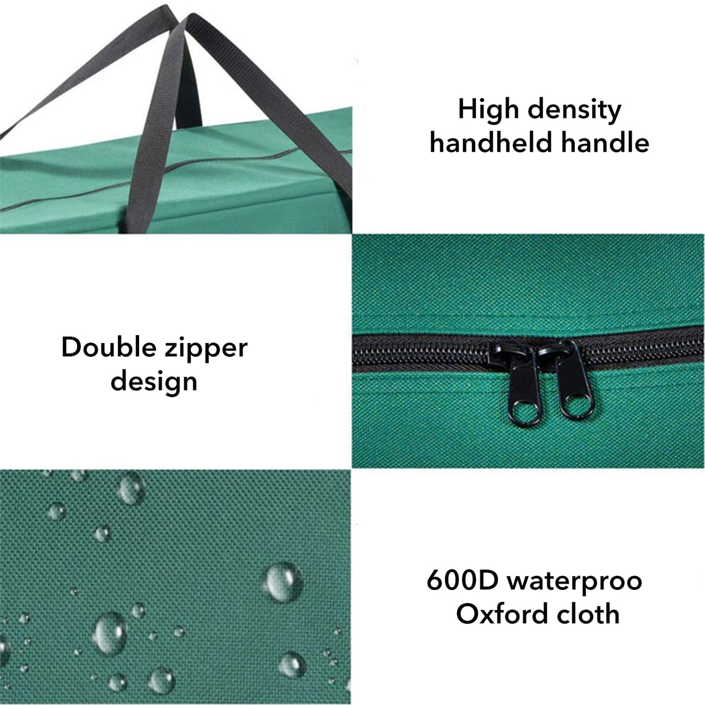 Behome 9ft Christmas Tree Storage Bag, Heavy-Duty Oxford Christmas Tree Bag With Reinforced Handles, Dual Zipper & Side Pocket, Waterproof, Moisture-Proof & Dust-Proof Bag(Green, 65x 15x30’’)