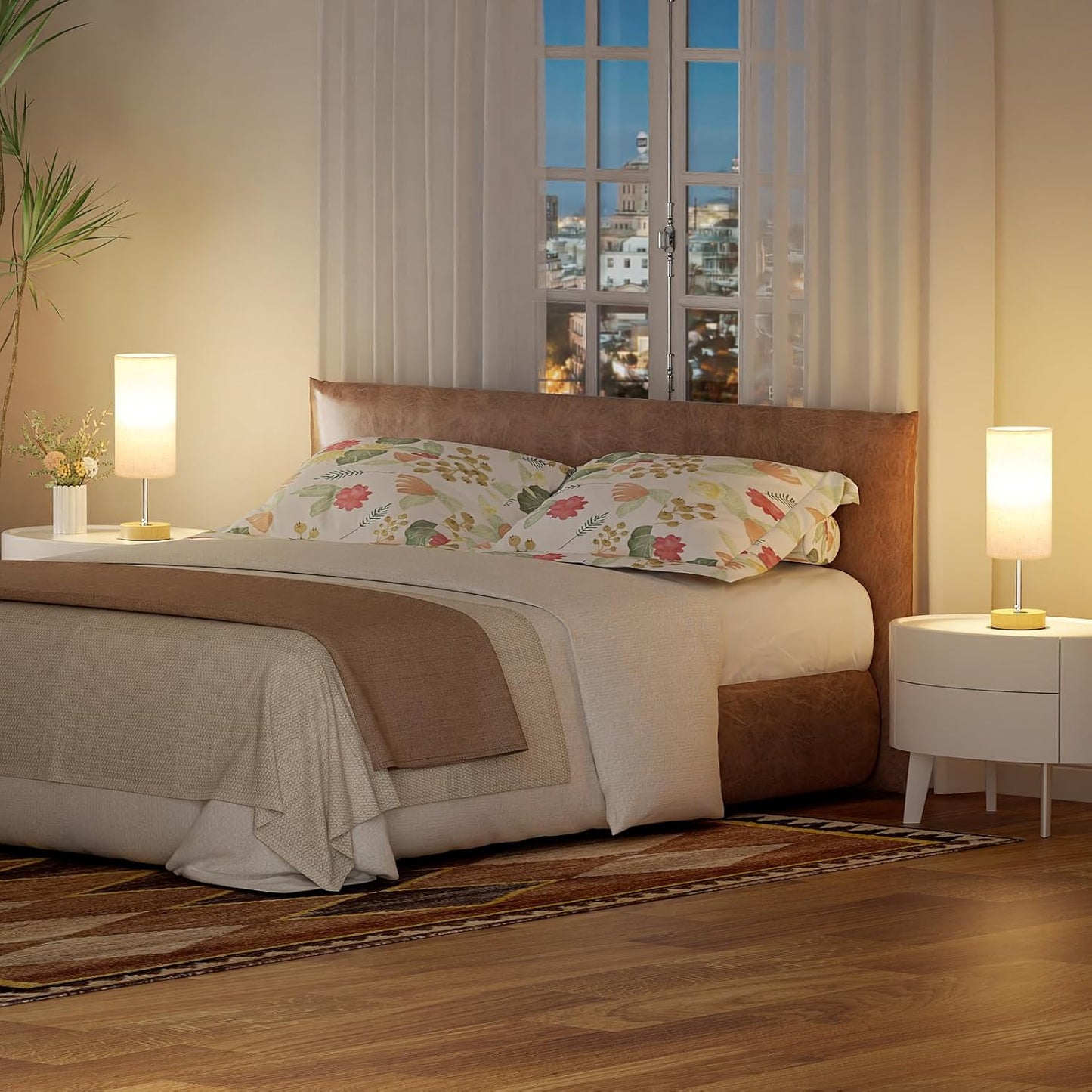 Behome Table Lamp, Bedside Small Lamps with 3 Way Dimmable, Lamp for Nightstand, Desk Lamp for Living Room, Dorm, Home Office (LED Bulb Included)