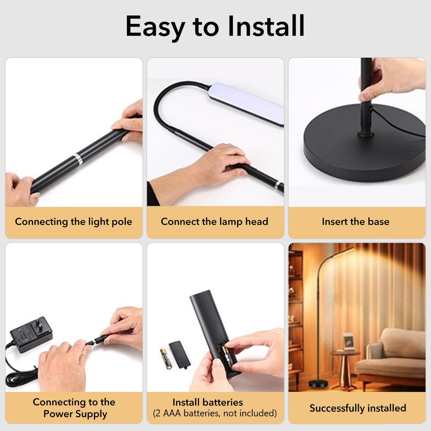 BN-LINK Floor Lamp with Timer, Standing Lamp with Remote and Touch Control, Stepless Adjustable Brightness & 3 Color Temperature, Tall Lamp for Living Room, Bedroom, Office