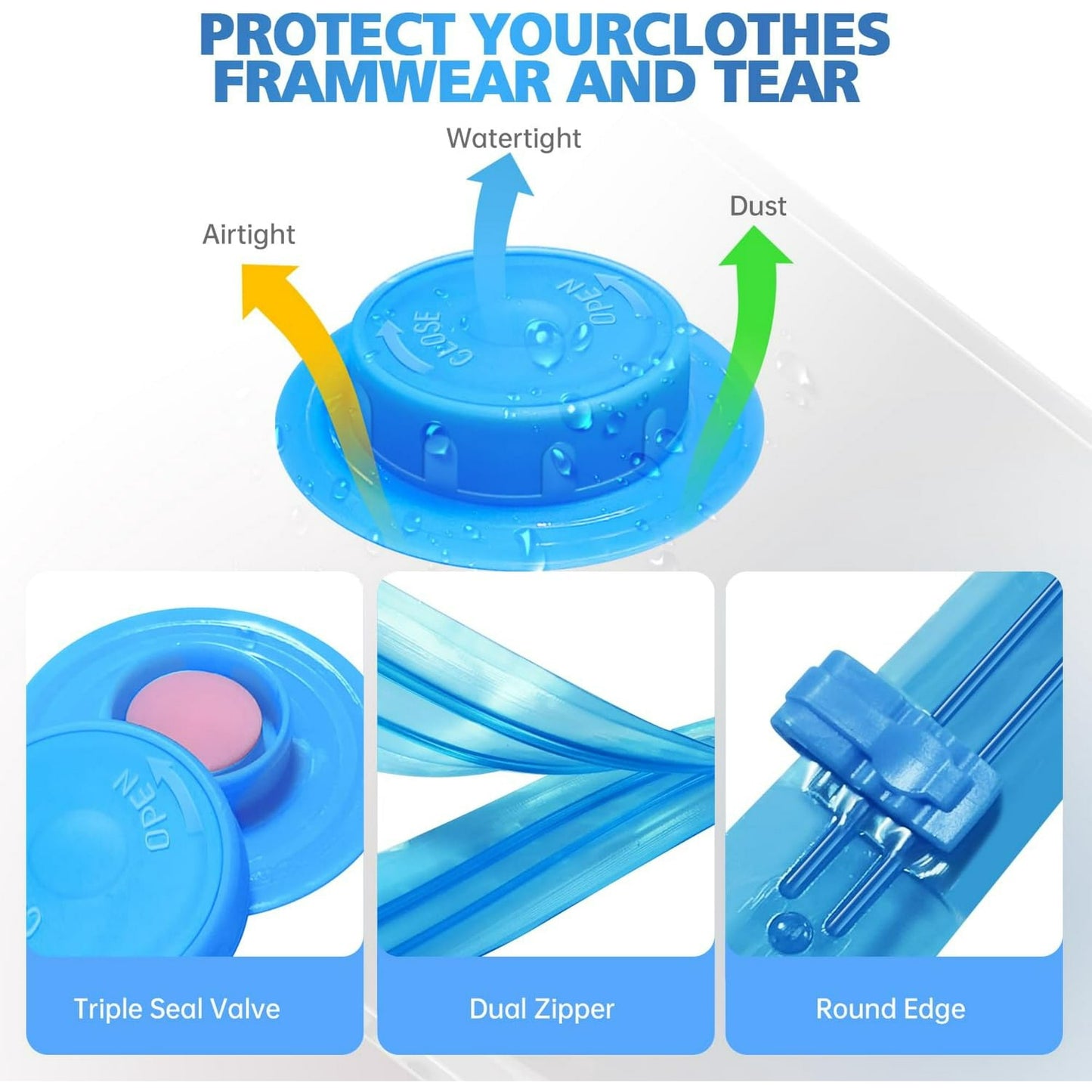 Behome Vacuum Storage Bags with Double-Zip Seal, 15 Pack Medium Space Saver Bags for Clothes, Mattress, Blanket, Duvets, Pillows, Comforters, Travel (20 x 28 Inch)